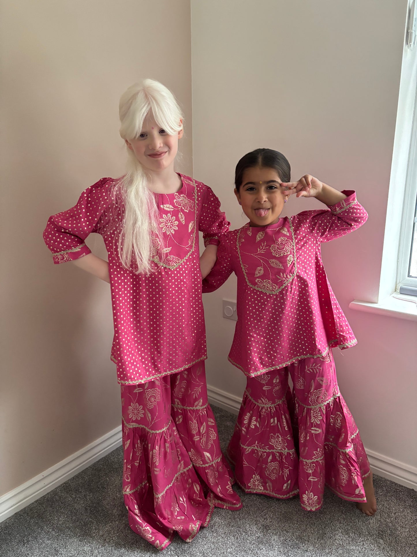 Fuscia Pink Kurta Sharara Set
