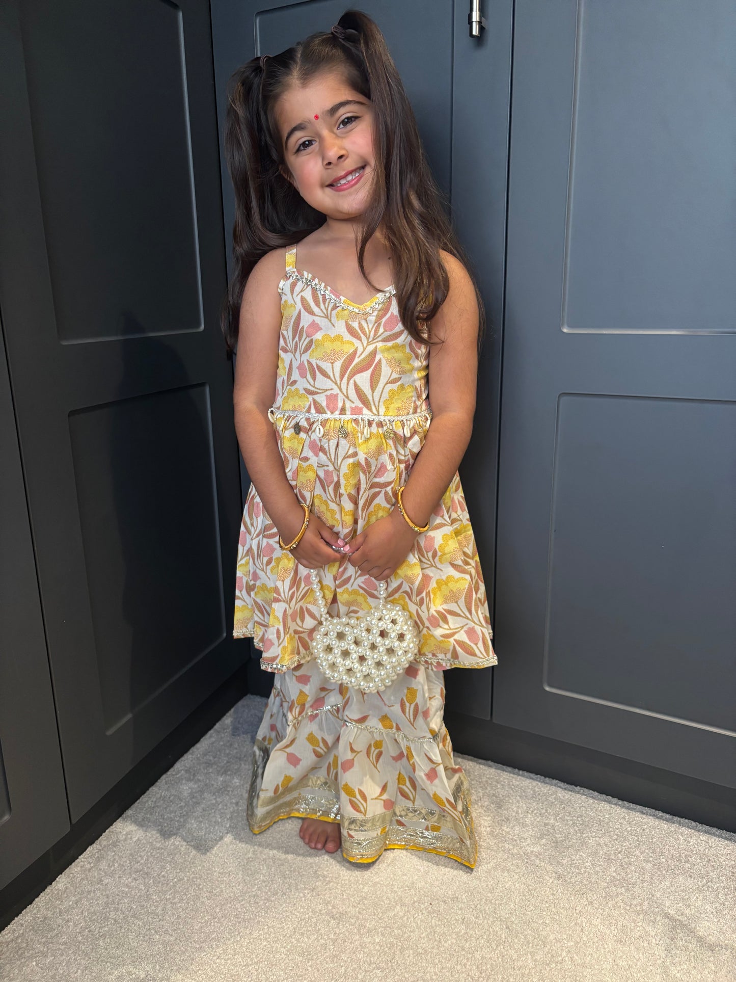 Yellow Shell Sharara Suit
