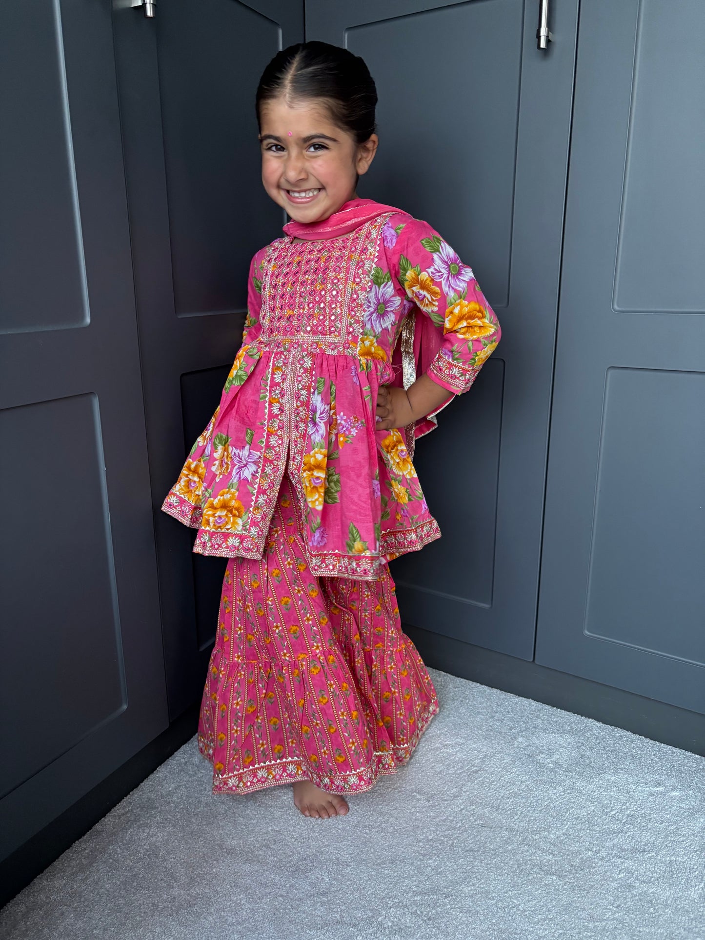 Pink Mirror Work Sharara