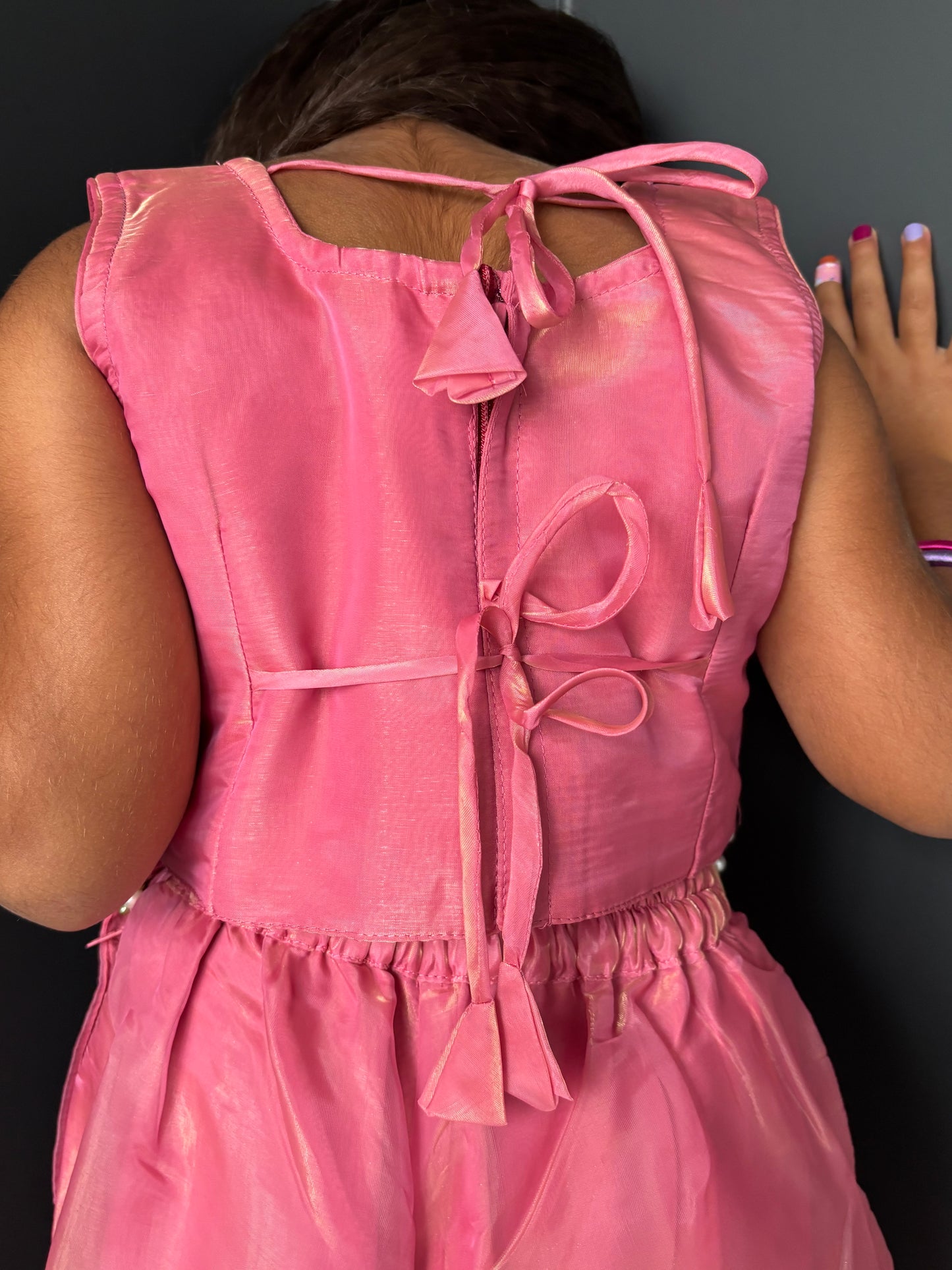 Pink Floral & Pearl Palazzo Suit