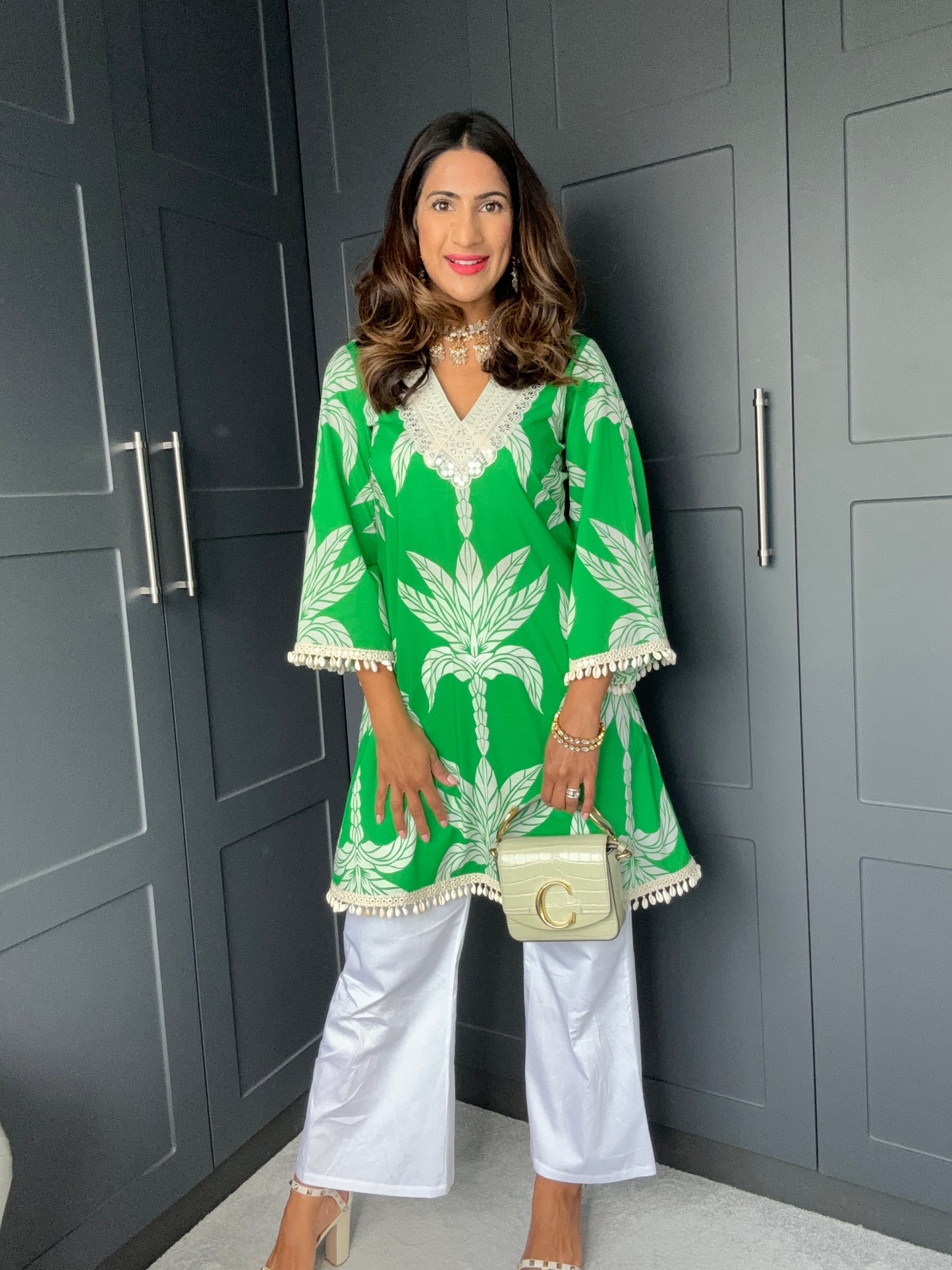 Mama Green Print Kurta Ladies Size SMALL
