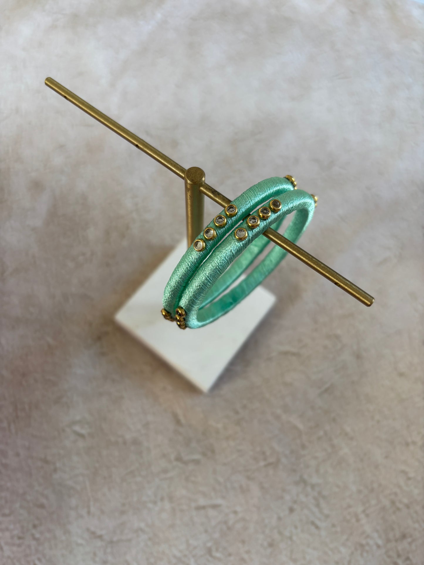 Slim Embellished Bangle (Mint)