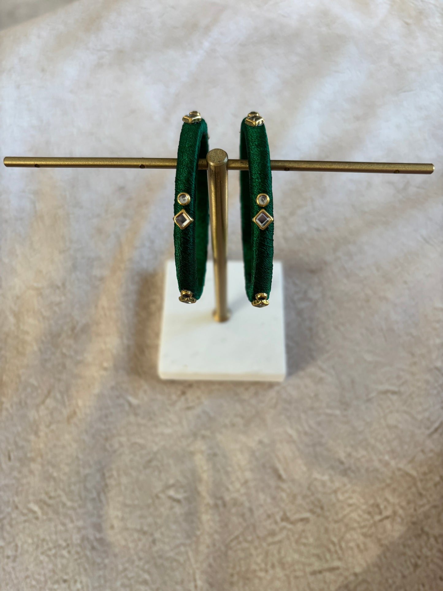 Slim Embellished Bangle (Emerald Green)
