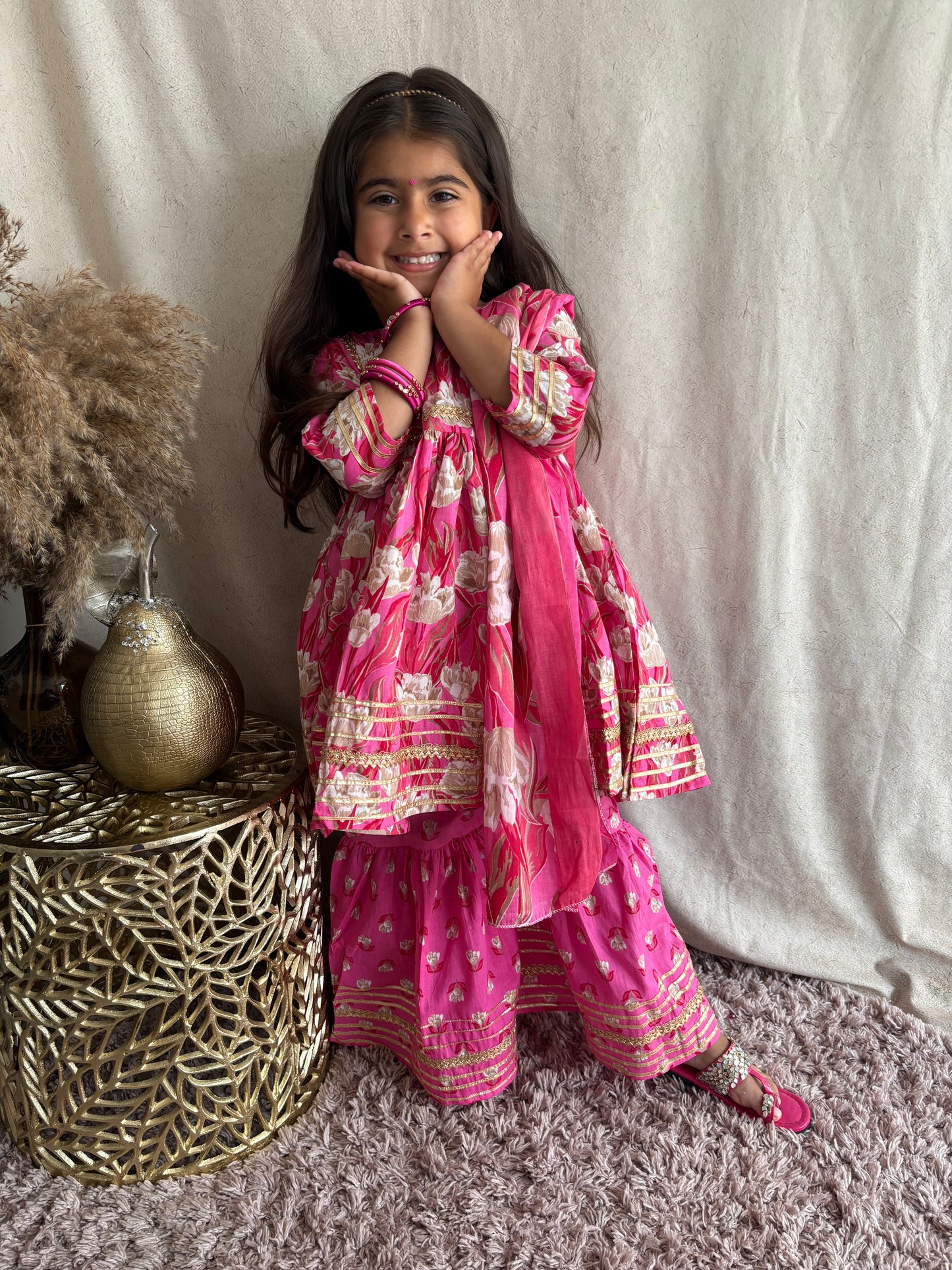 Summer Collection Pink Sharara Suit