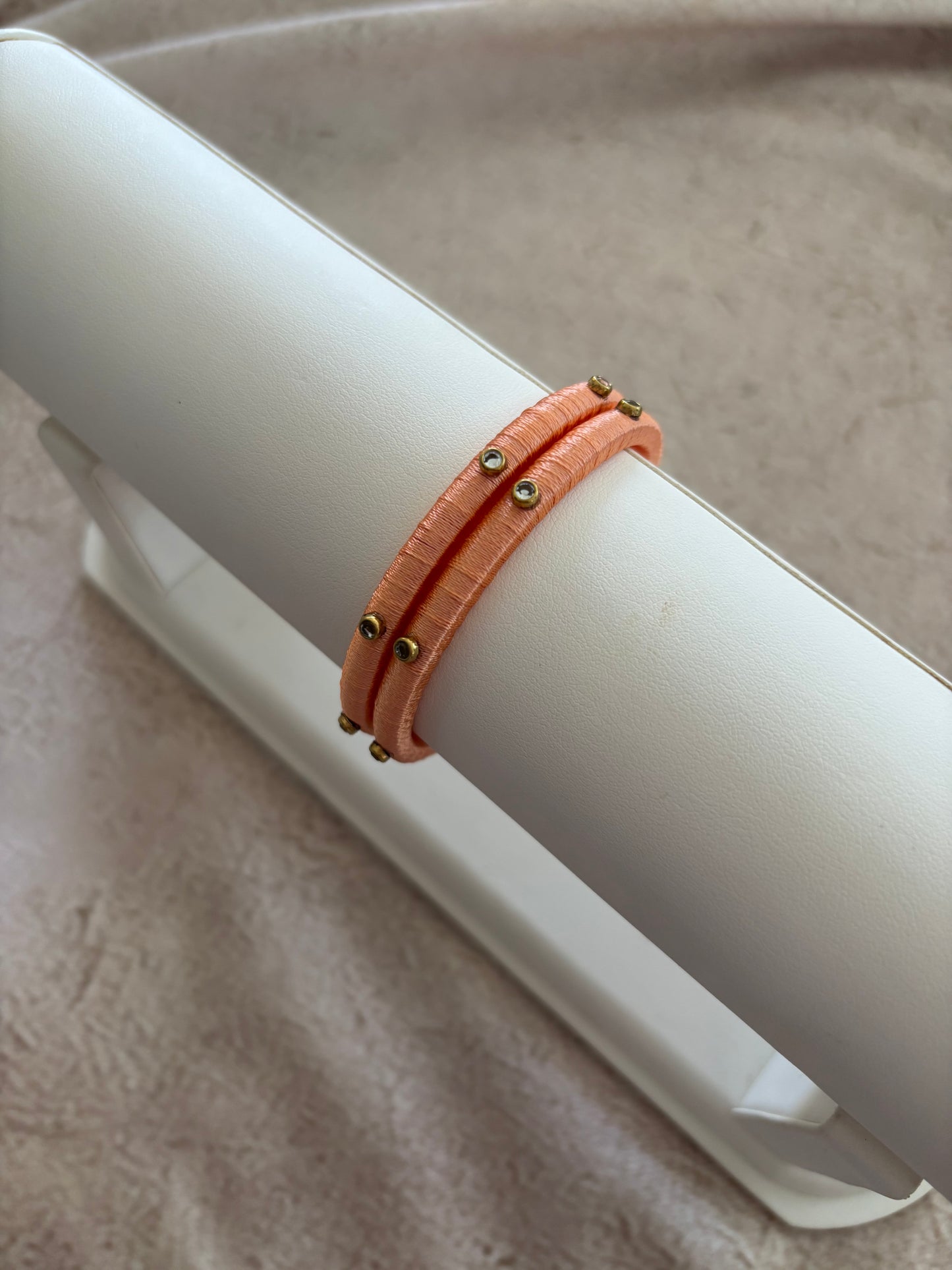 Slim Embellished Bangle (Peach)