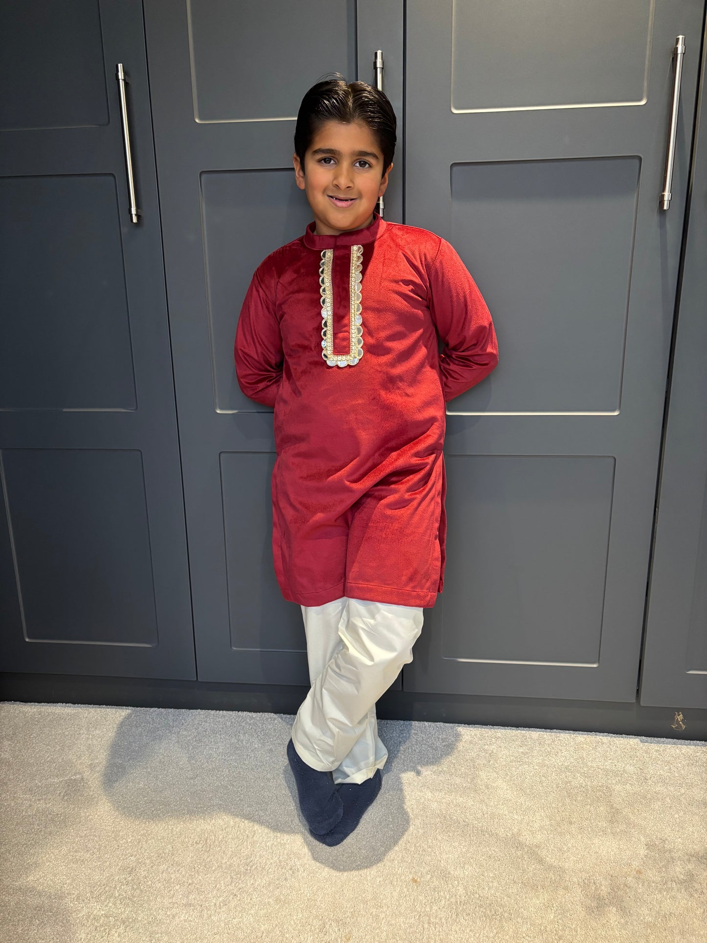 Boys Red Kurta Pyjama