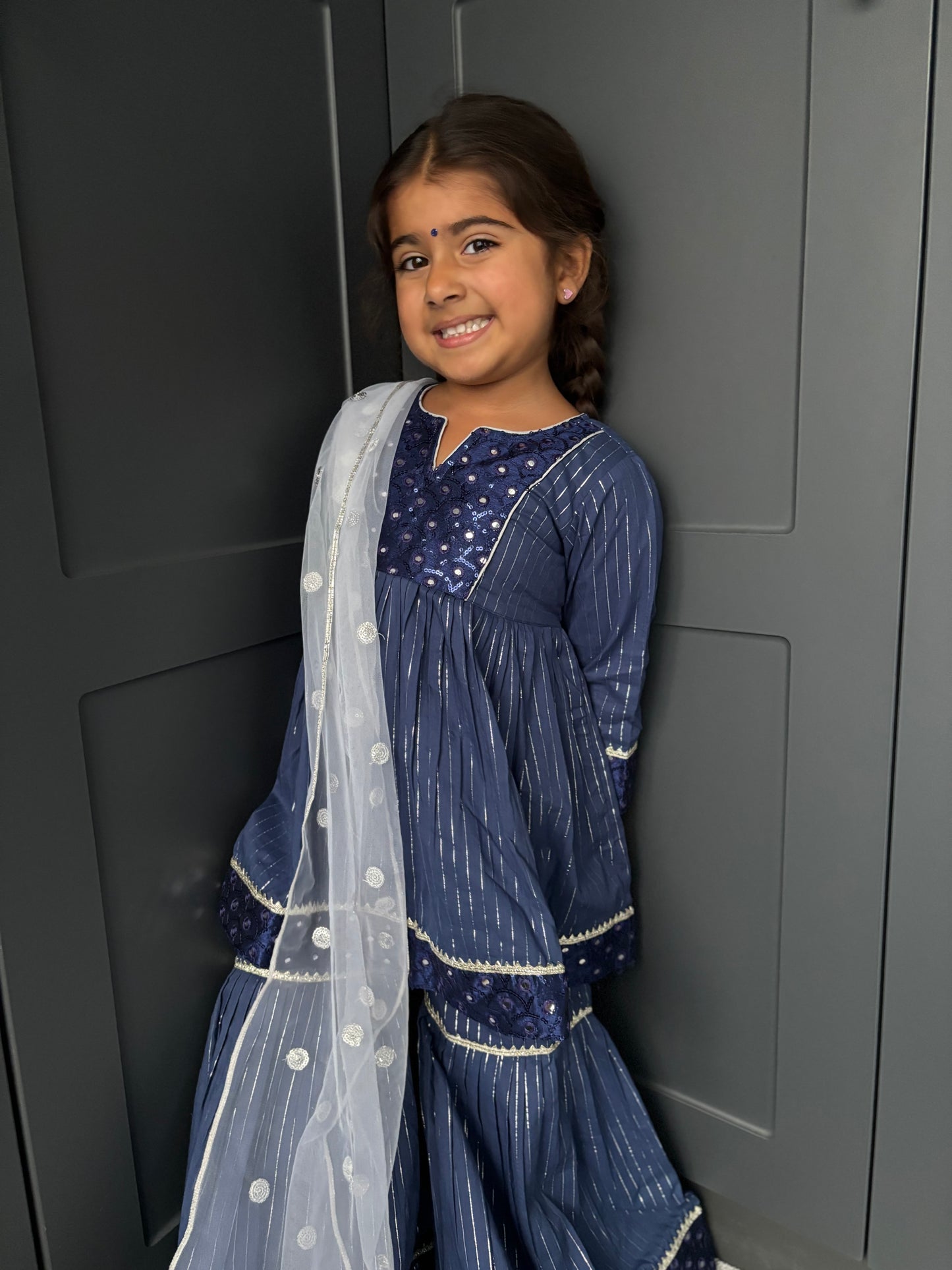 Royal Blue Frock Sharara Suit