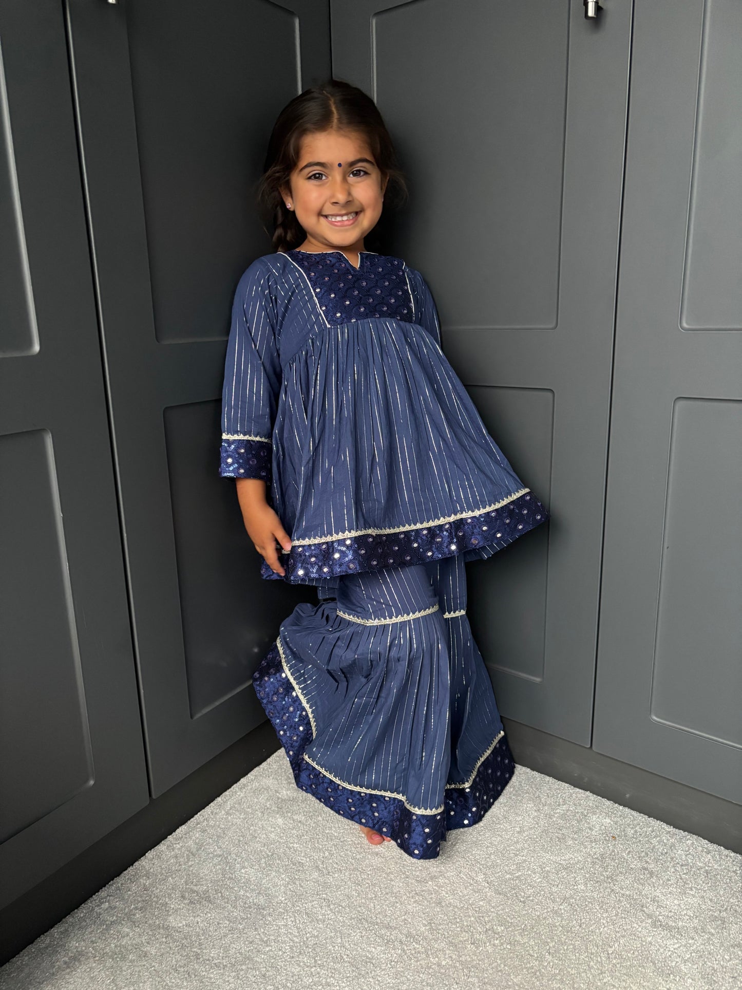 Royal Blue Frock Sharara Suit