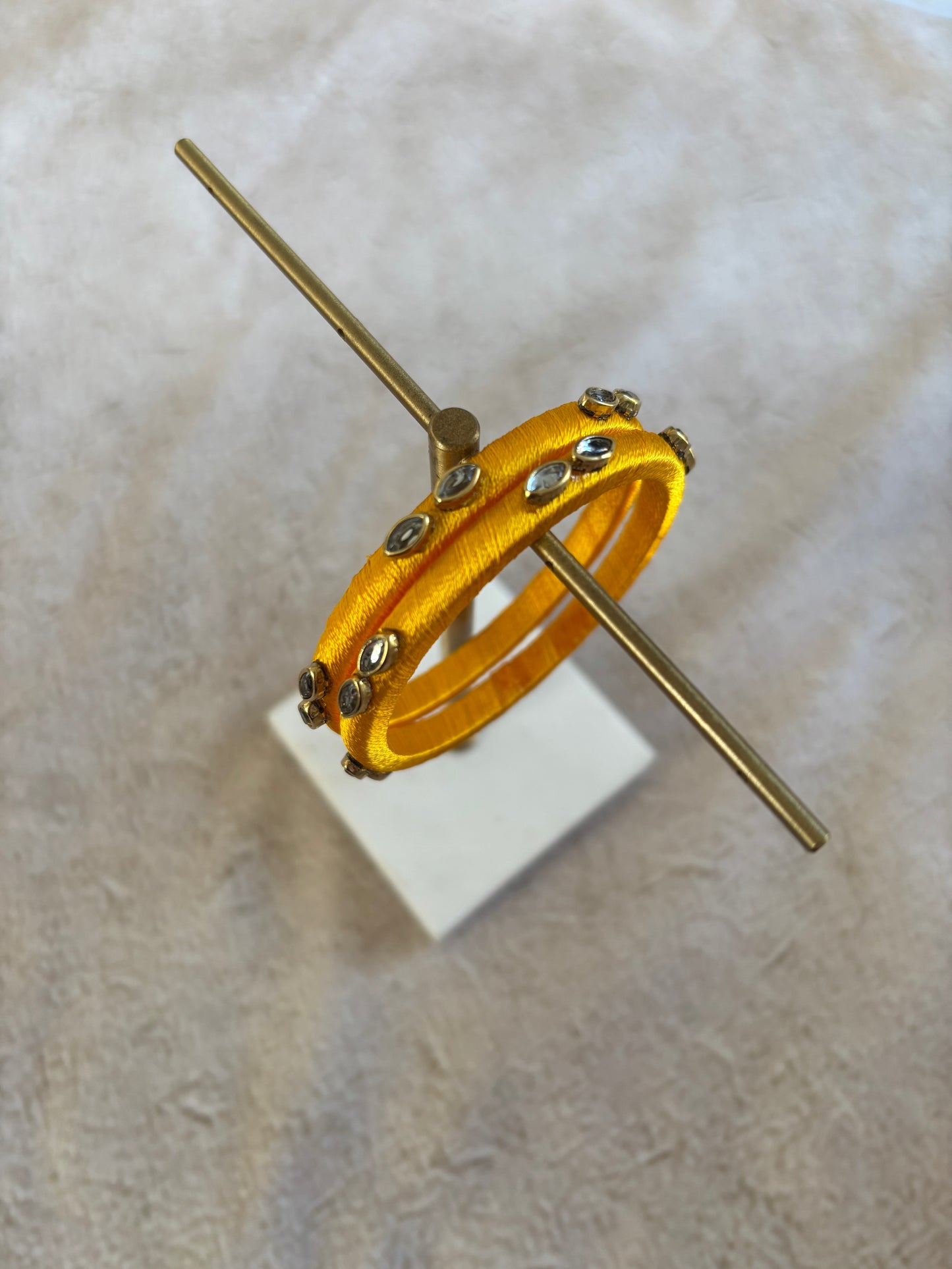 Slim Embellished Bangle (Mustard Yellow)