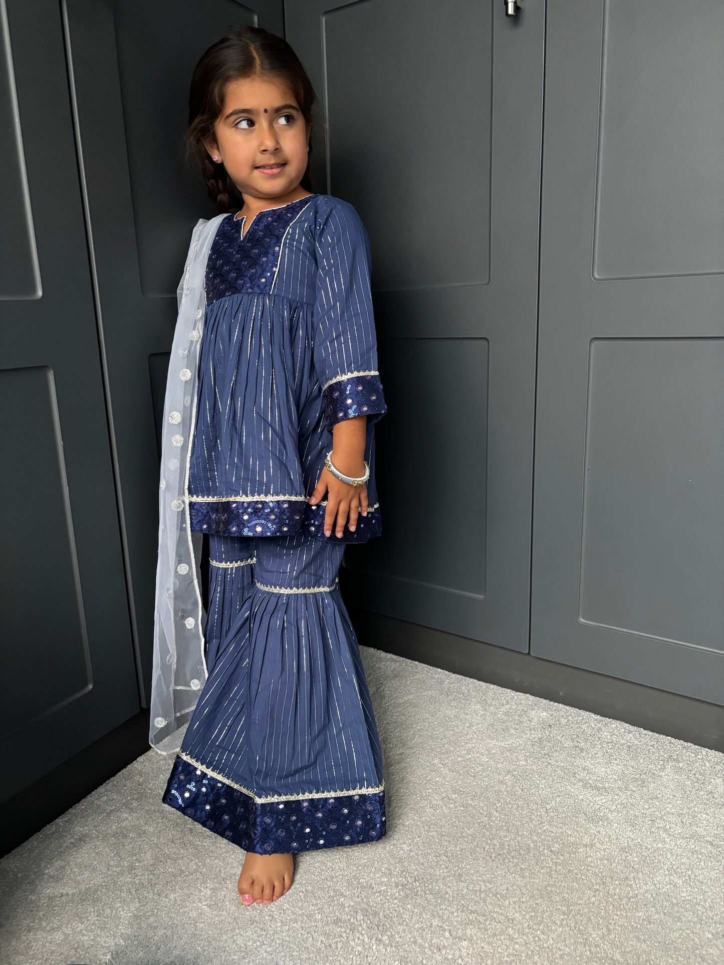 Royal Blue Frock Sharara Suit