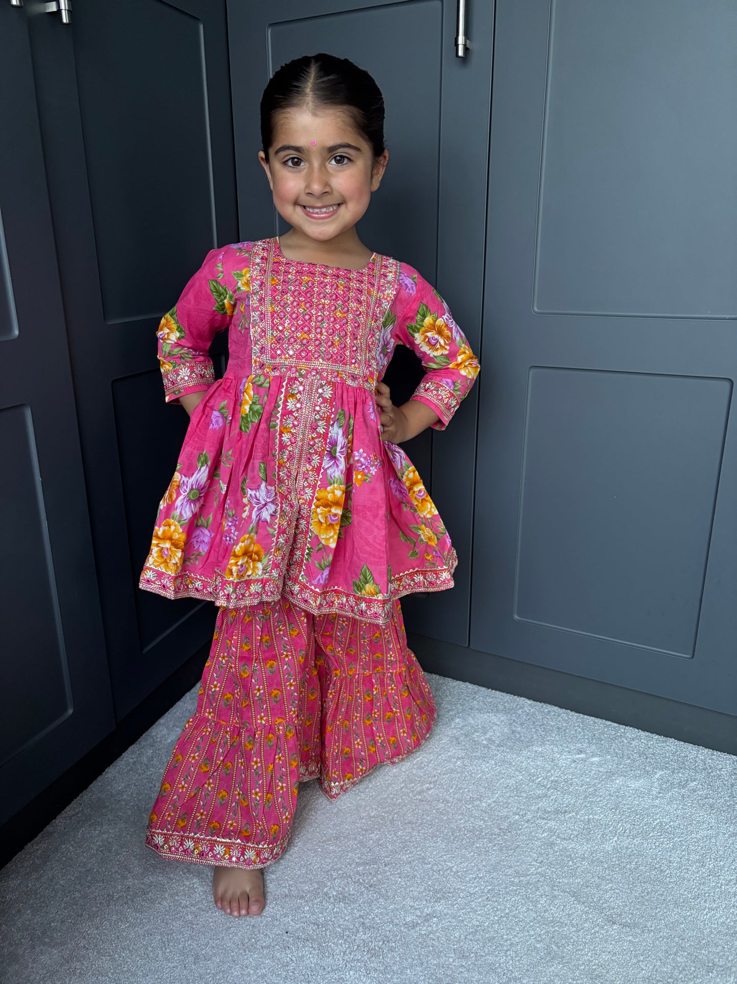 Pink Mirror Work Sharara