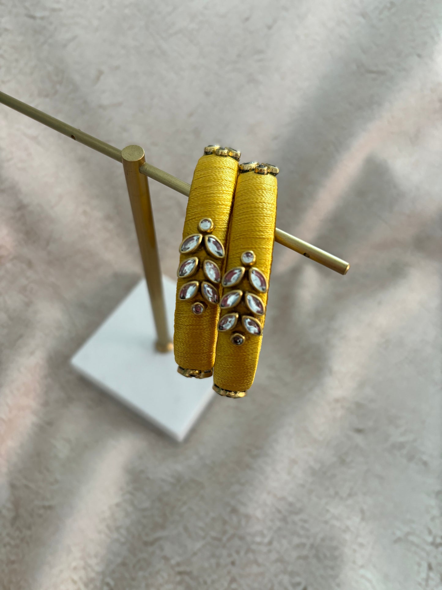 Mustard Embellished Bangles