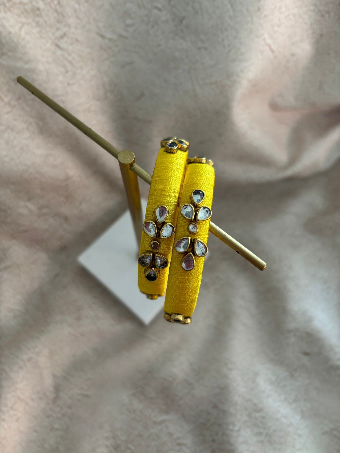 Yellow Embellished Bangles