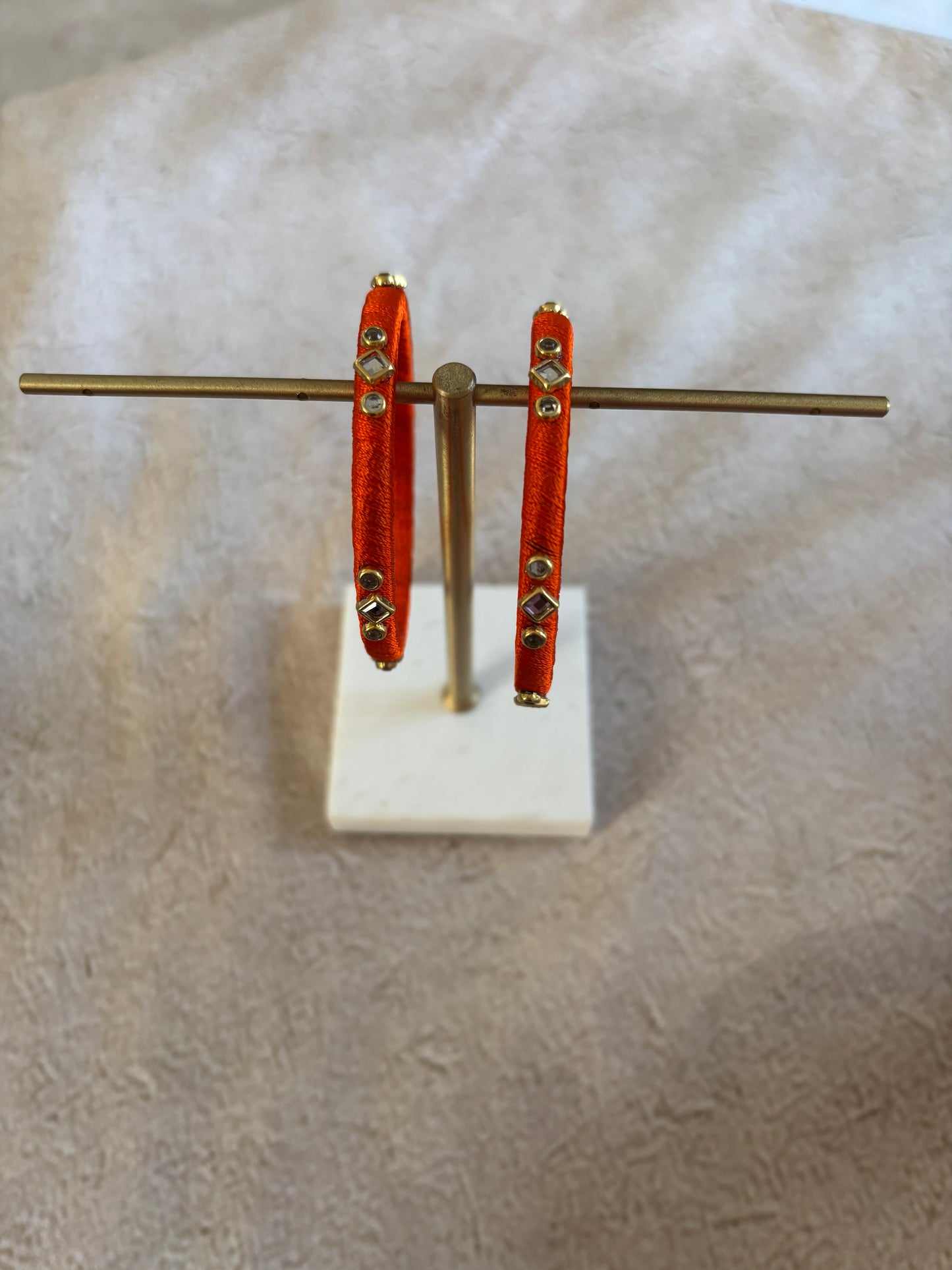 Slim Embellished Bangle (Orange)