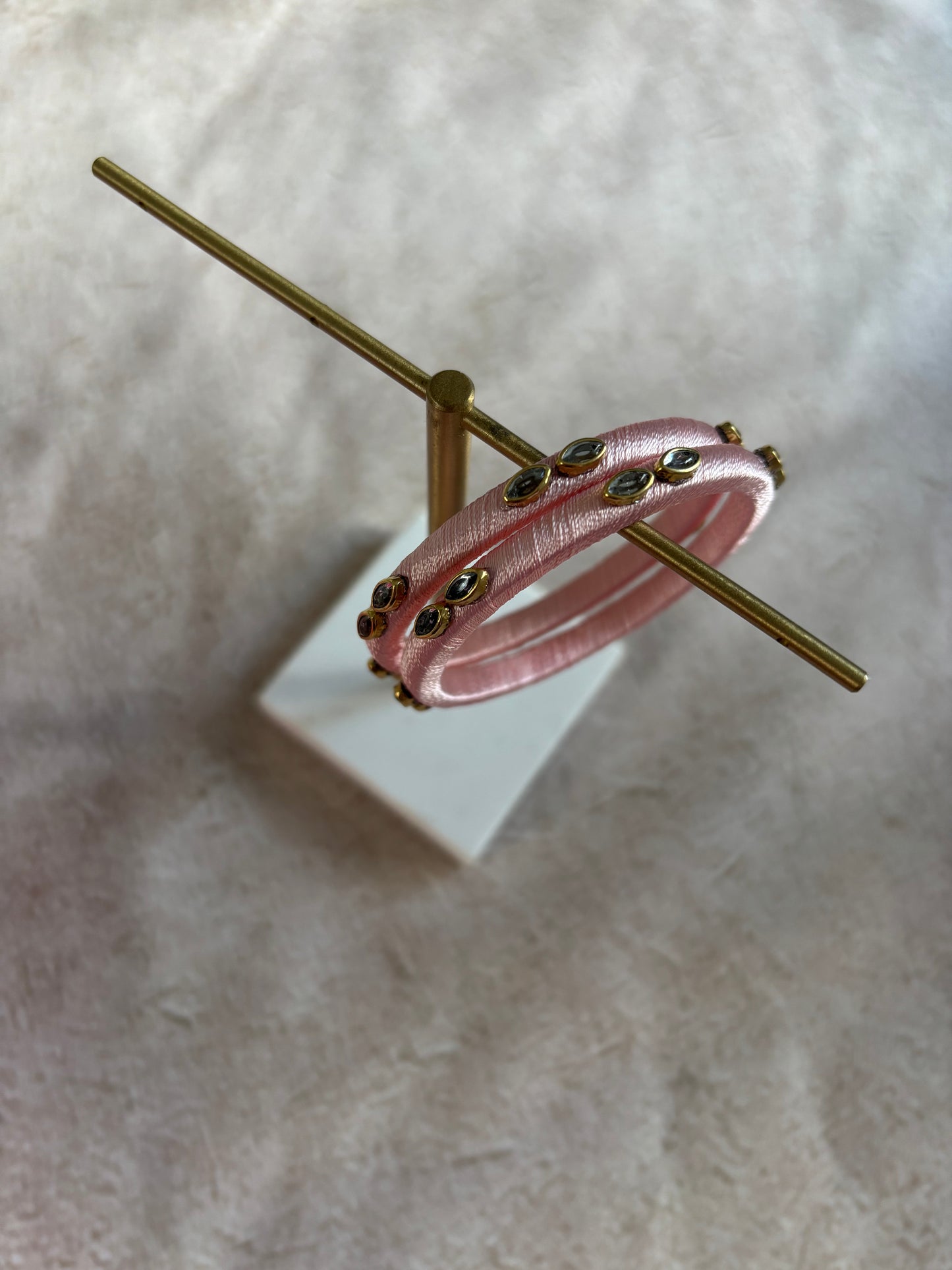 Slim Embellished Bangle (Baby Pink)
