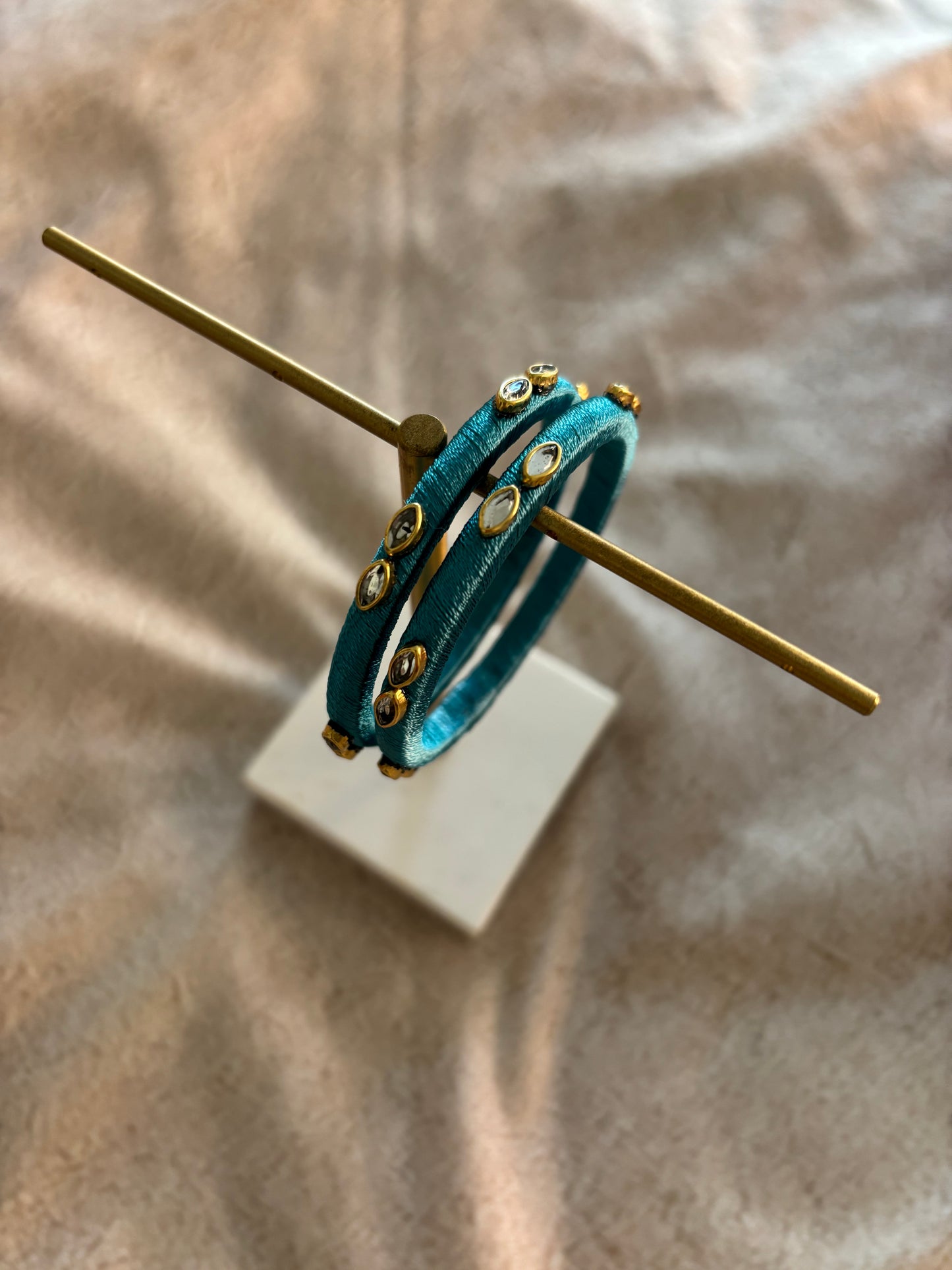 Slim Embellished Bangles (Turquoise)