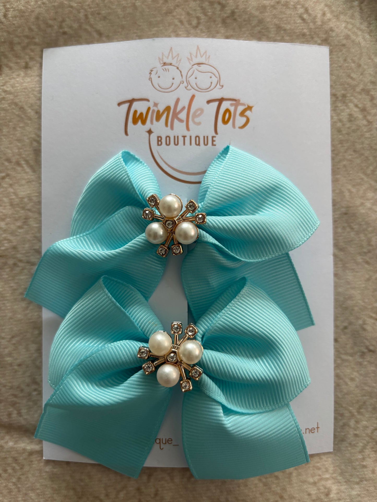 Blue Pearl Hair Clips