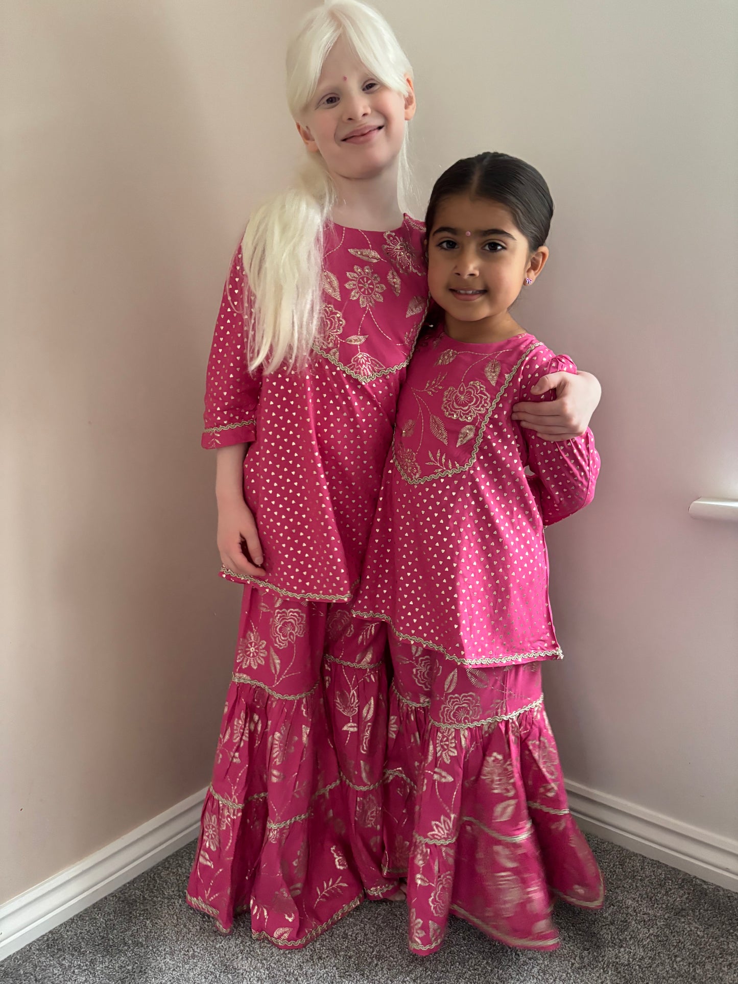 Fuscia Pink Kurta Sharara Set