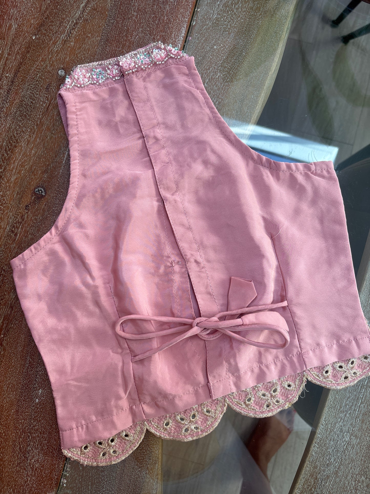 Blush Pink Embroidered Palazzo Suit