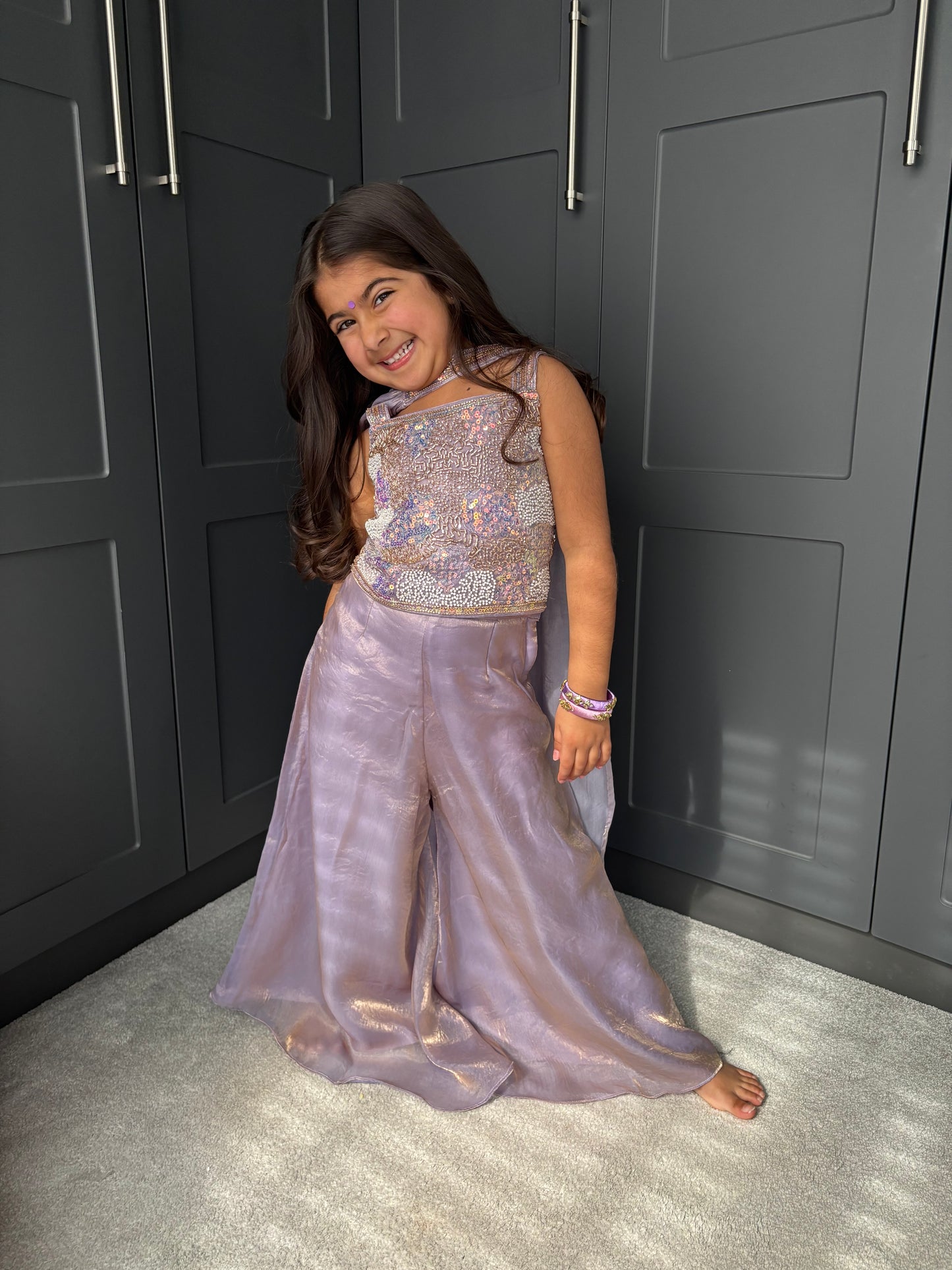 Lilac Embellished Palazzo Suit