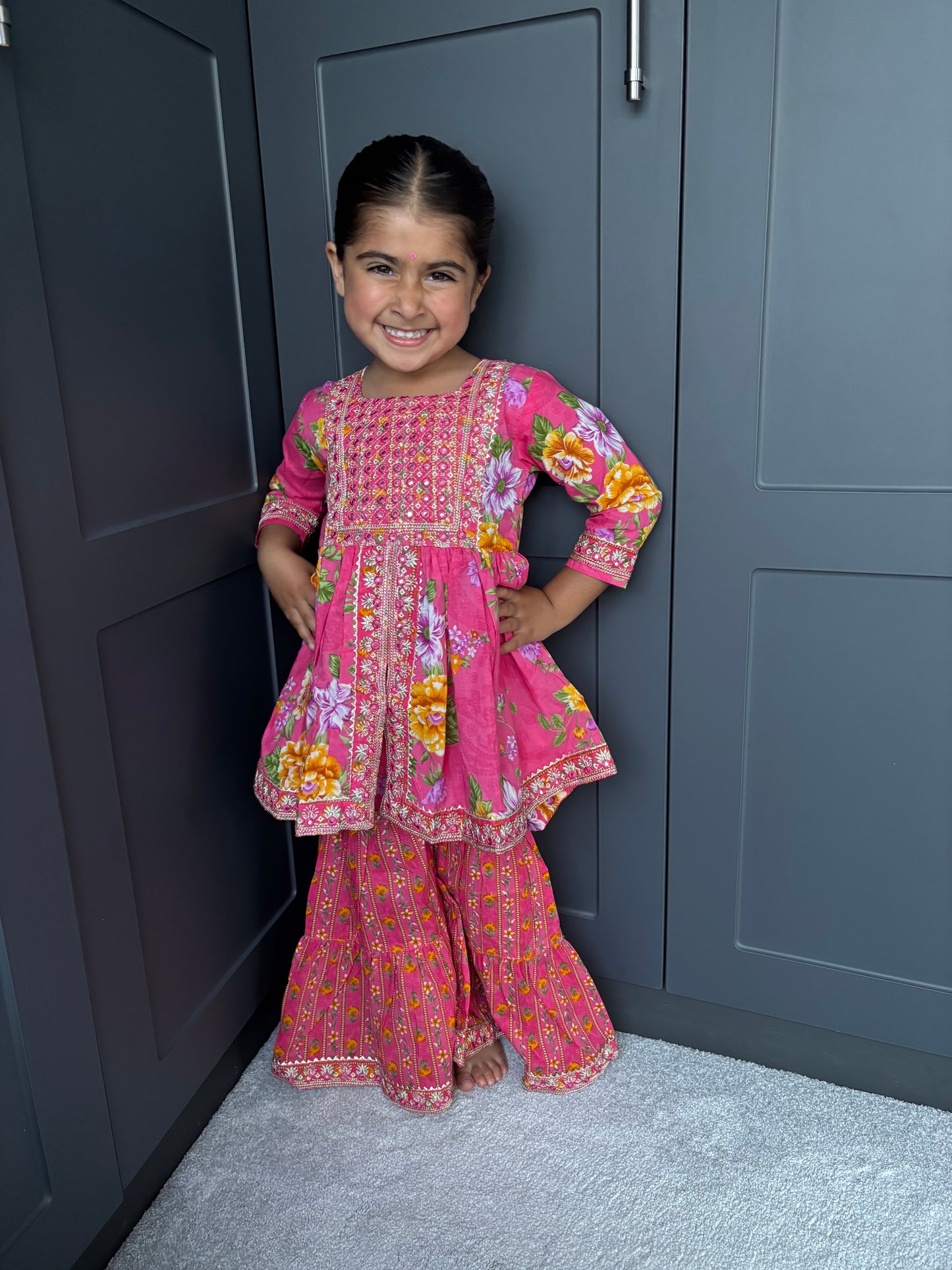 Pink Mirror Work Sharara