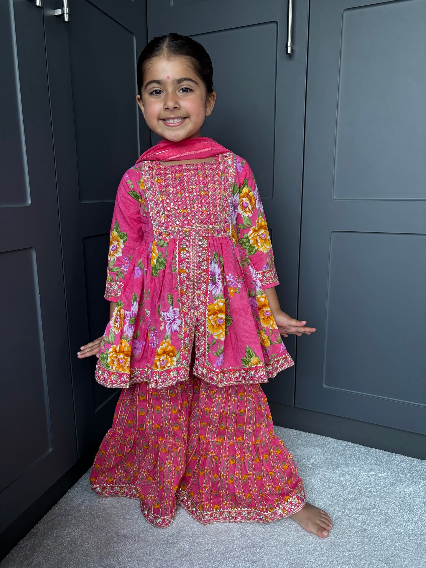 Pink Mirror Work Sharara