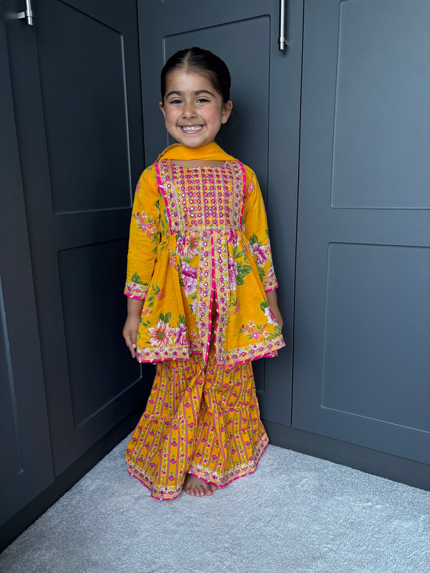 Yellow Mirror Work Sharara