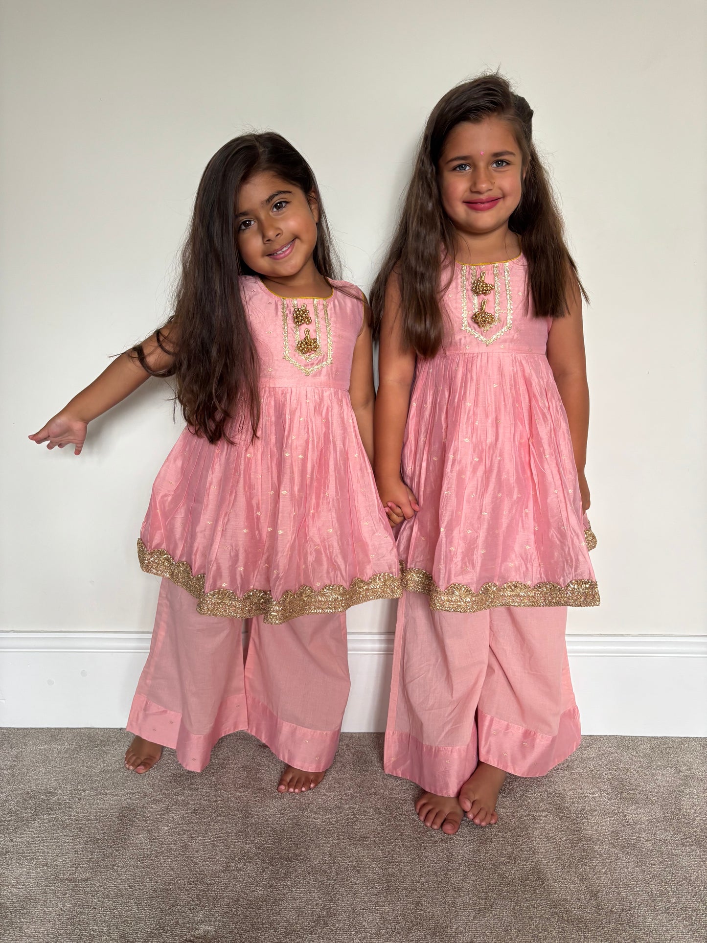 Baby Pink Frock Palazzo Suit