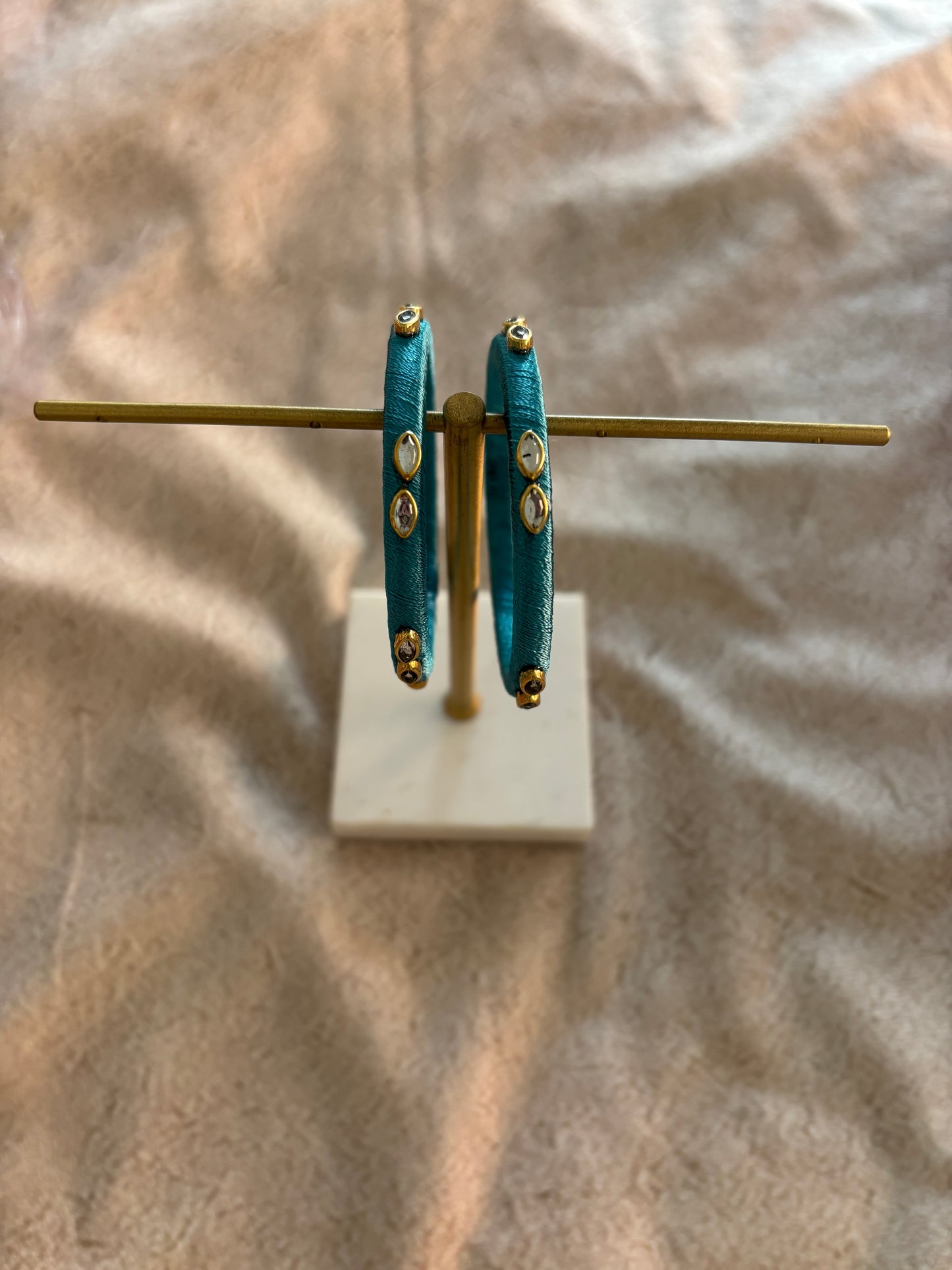 Slim Embellished Bangles (Turquoise)