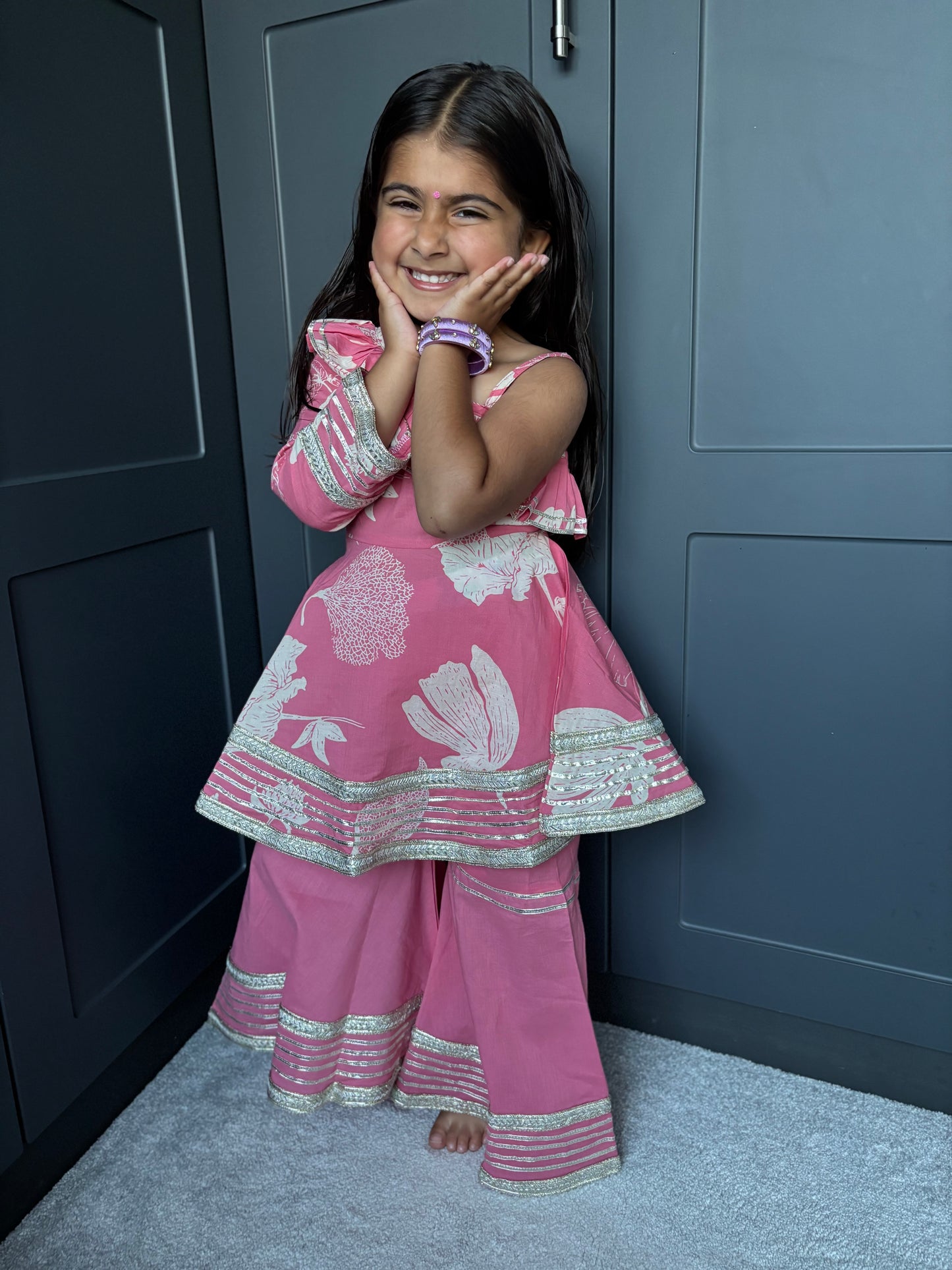 Pink One-Shoulder Sharara Suit