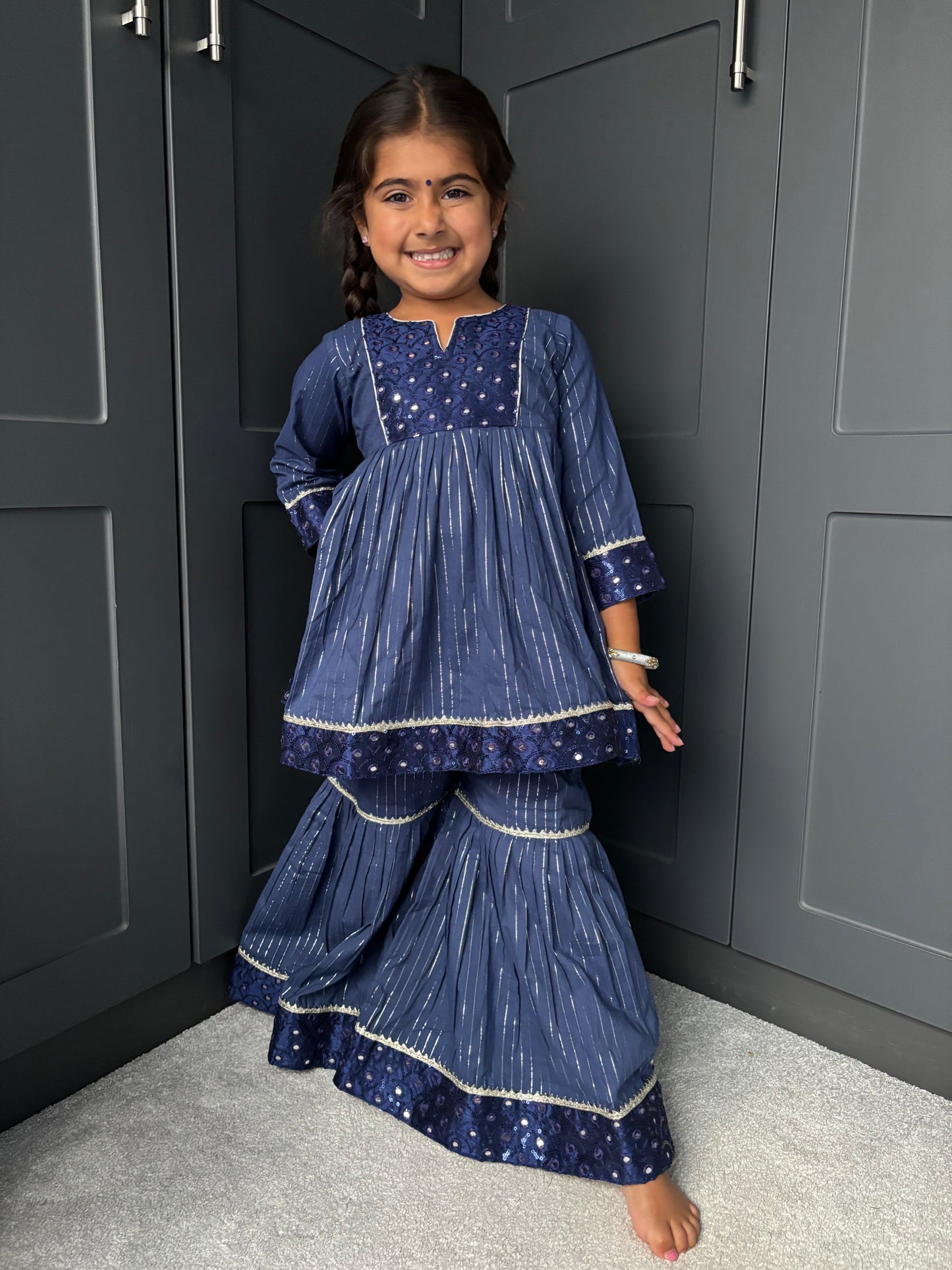 Royal Blue Frock Sharara Suit
