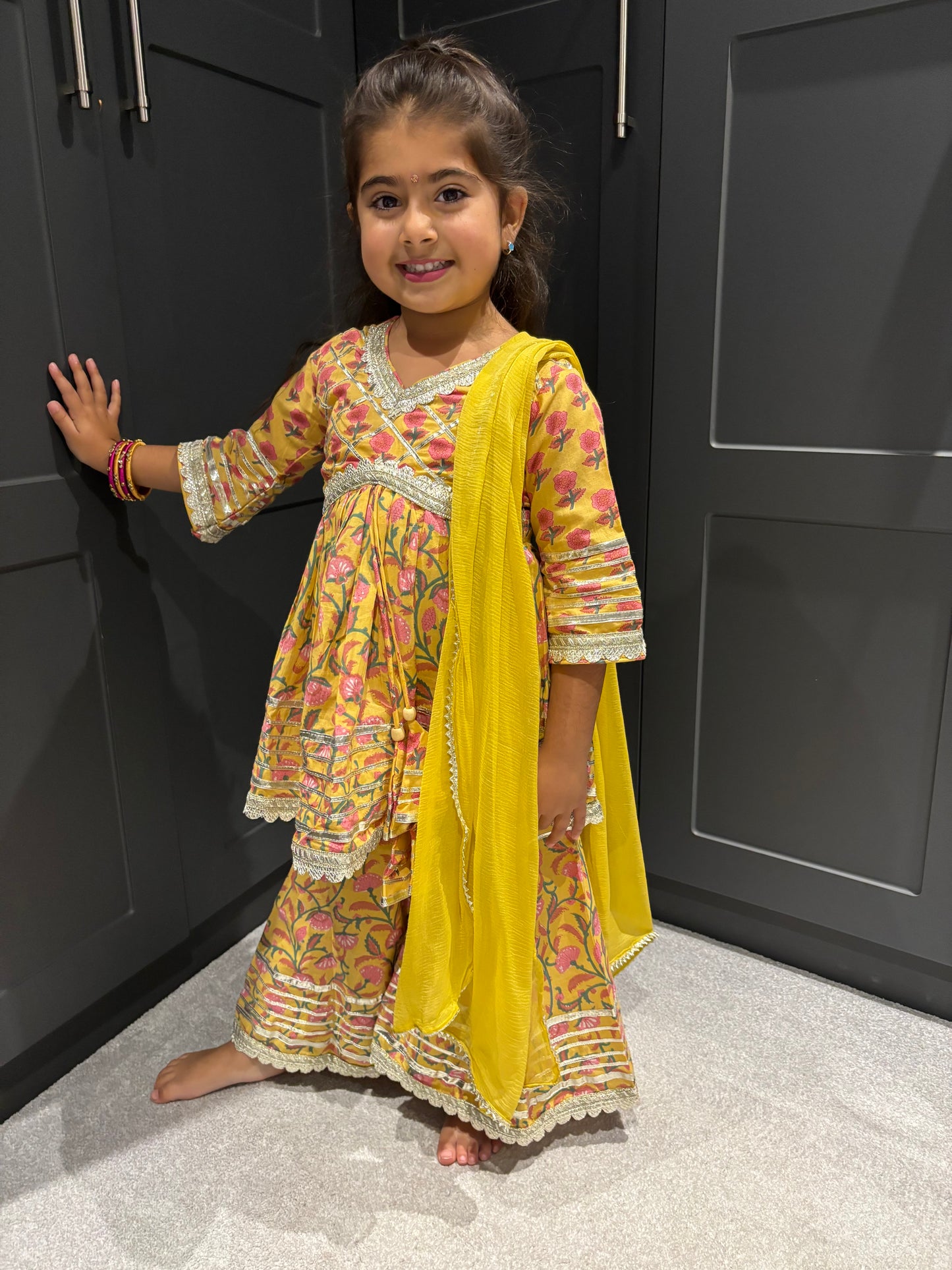 Yellow & Pink Sharara Suit Set