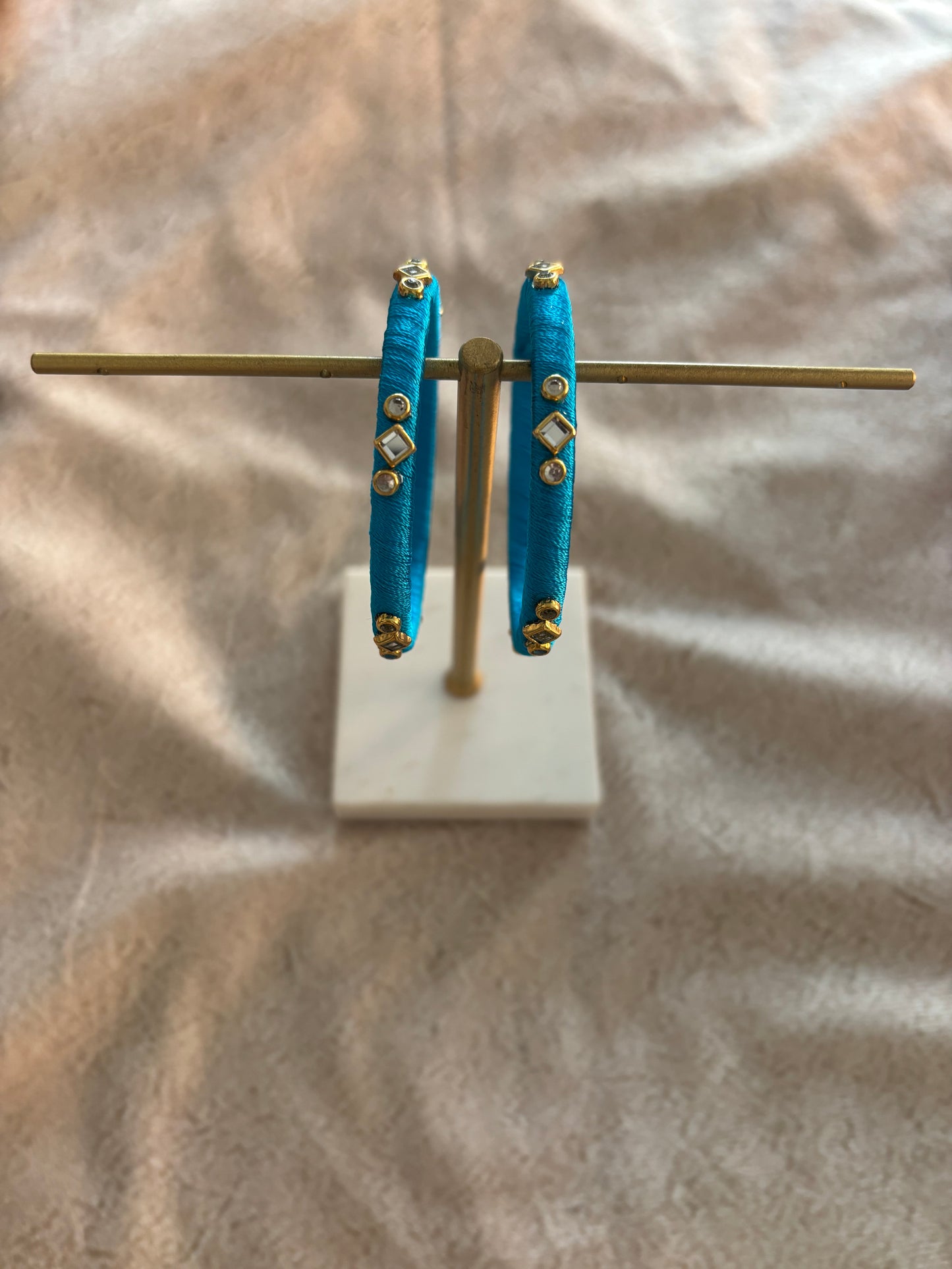 Slim Embellished Bangle (Aqua)