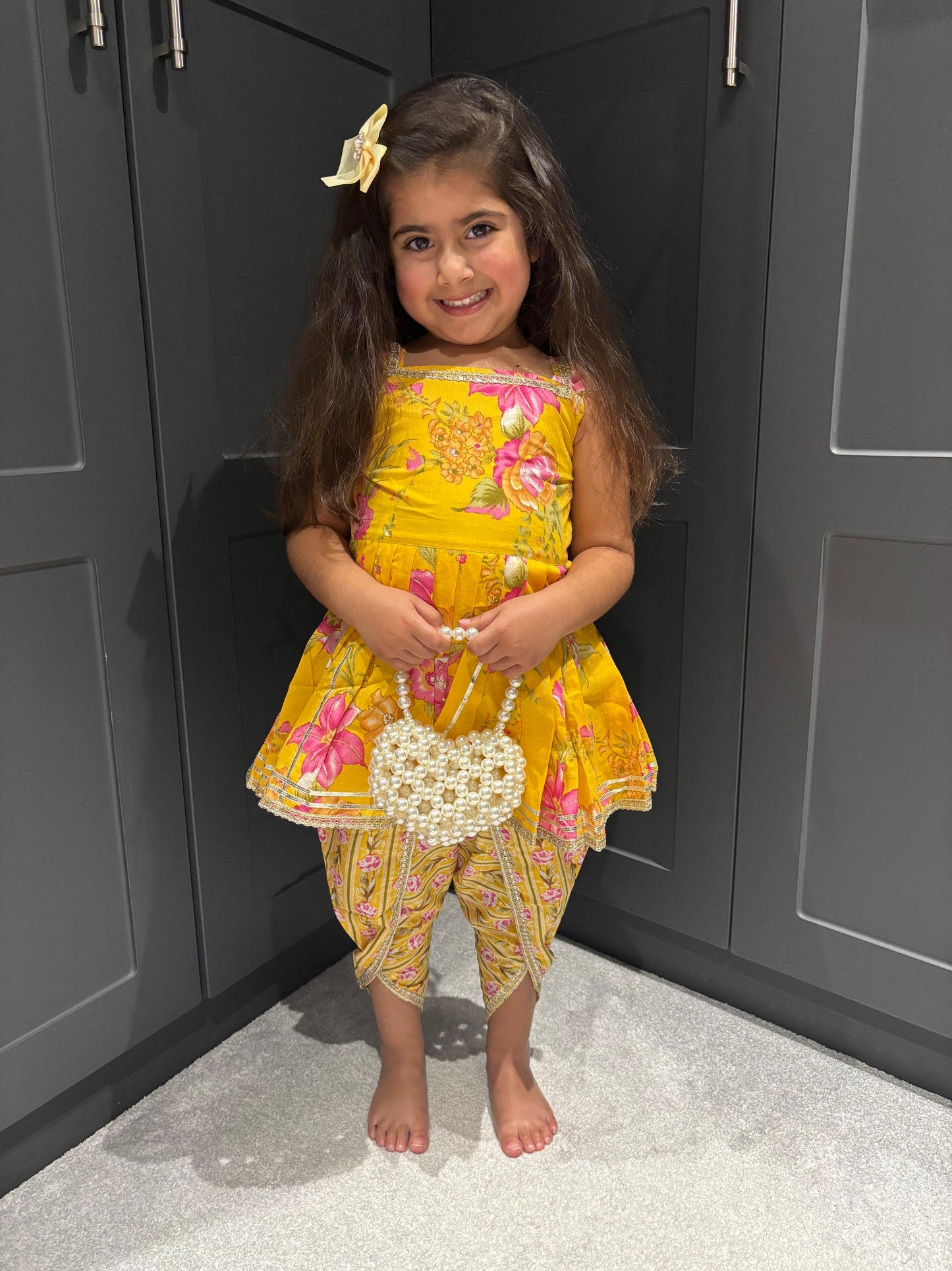 Spring Blooms Dhoti Suit (Yellow)