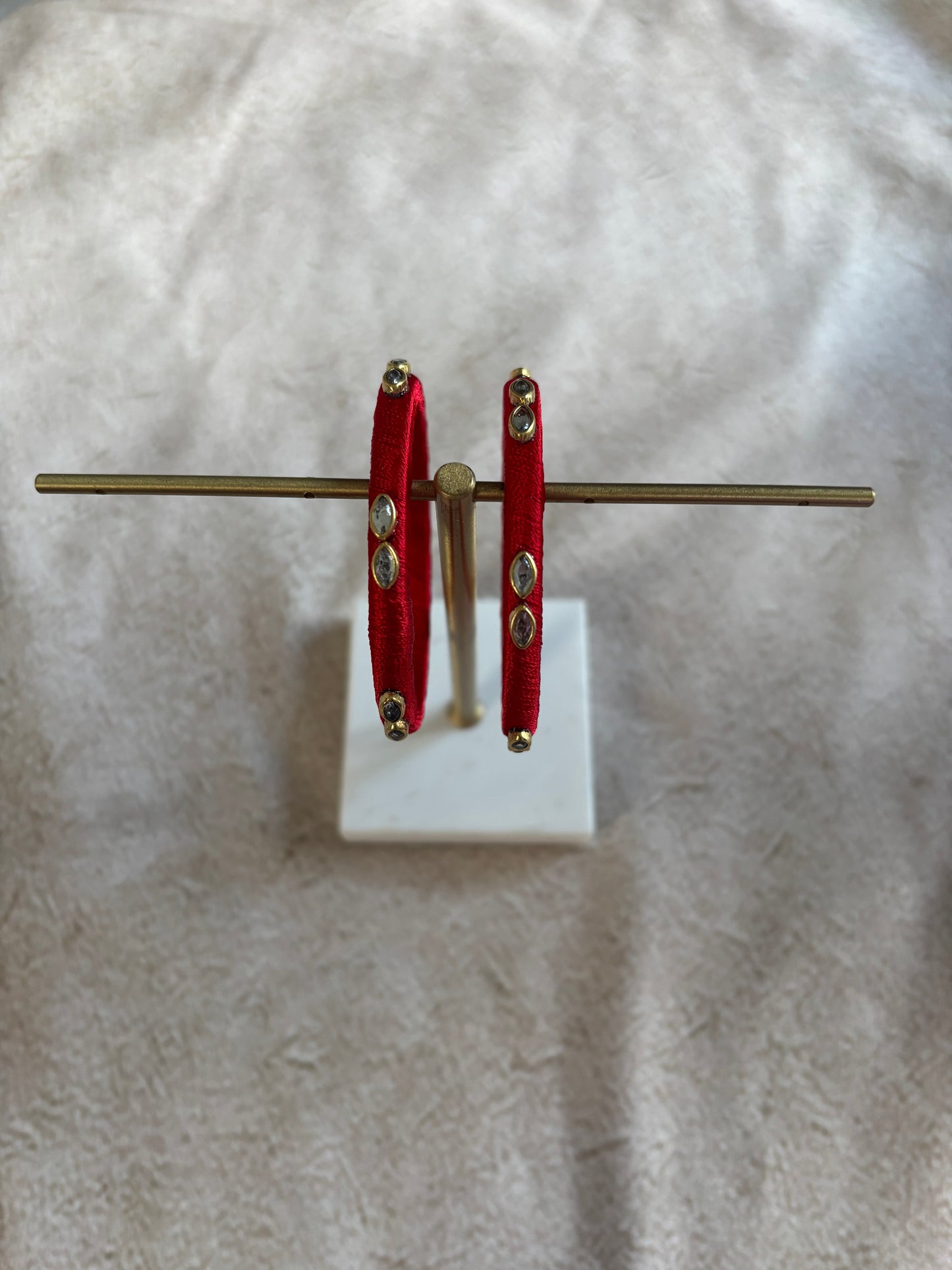 Slim Embellished Bangle (Red)