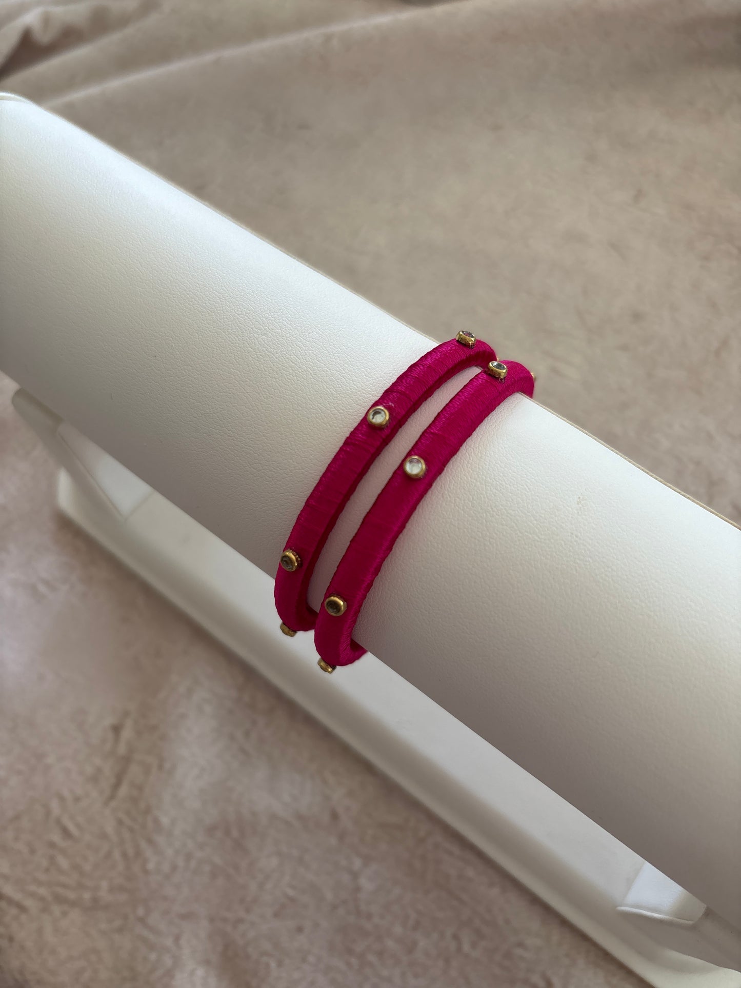 Slim Embellished Bangle (Rani Pink)