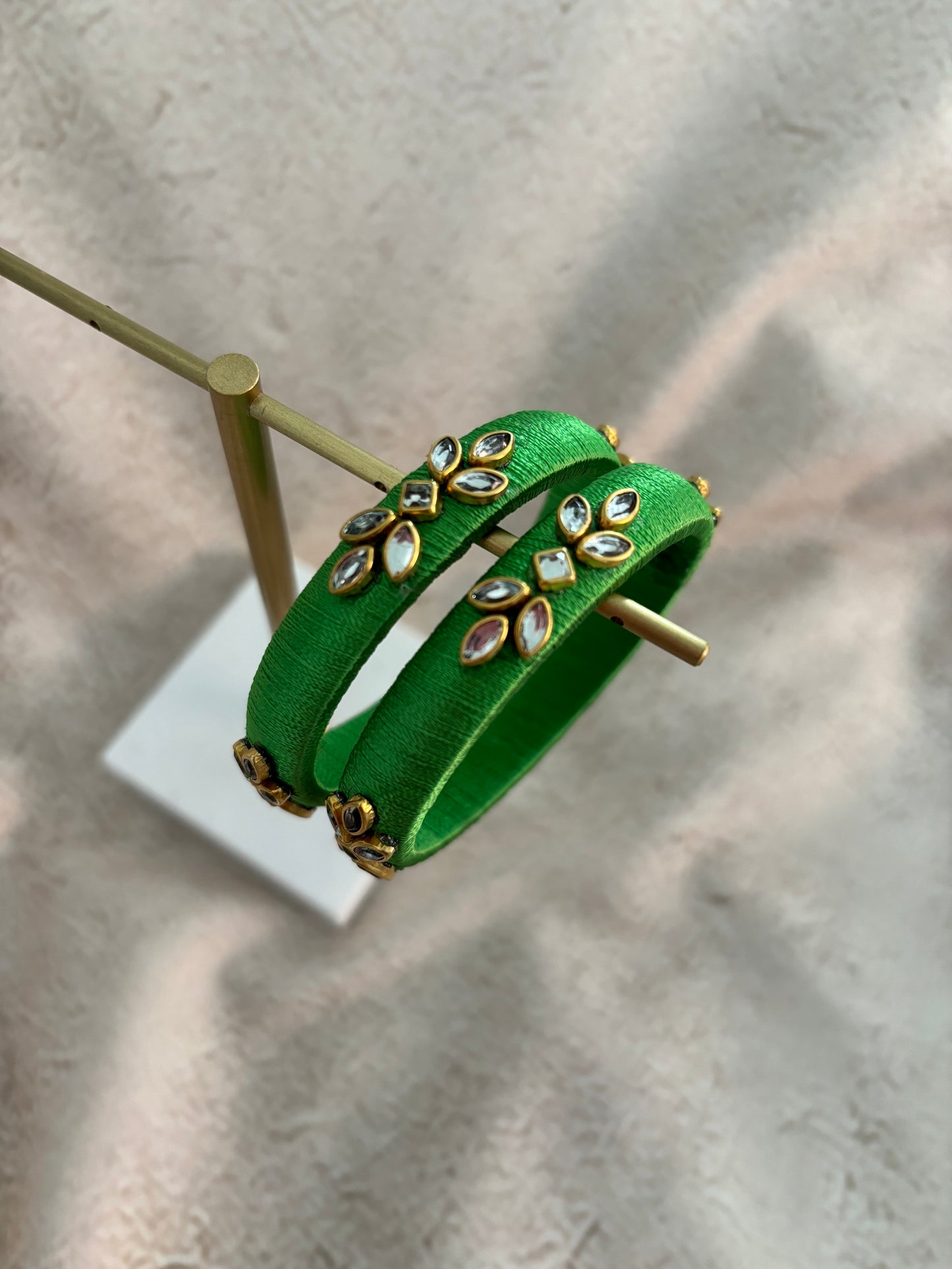 Parrot Green Embellished Bangles