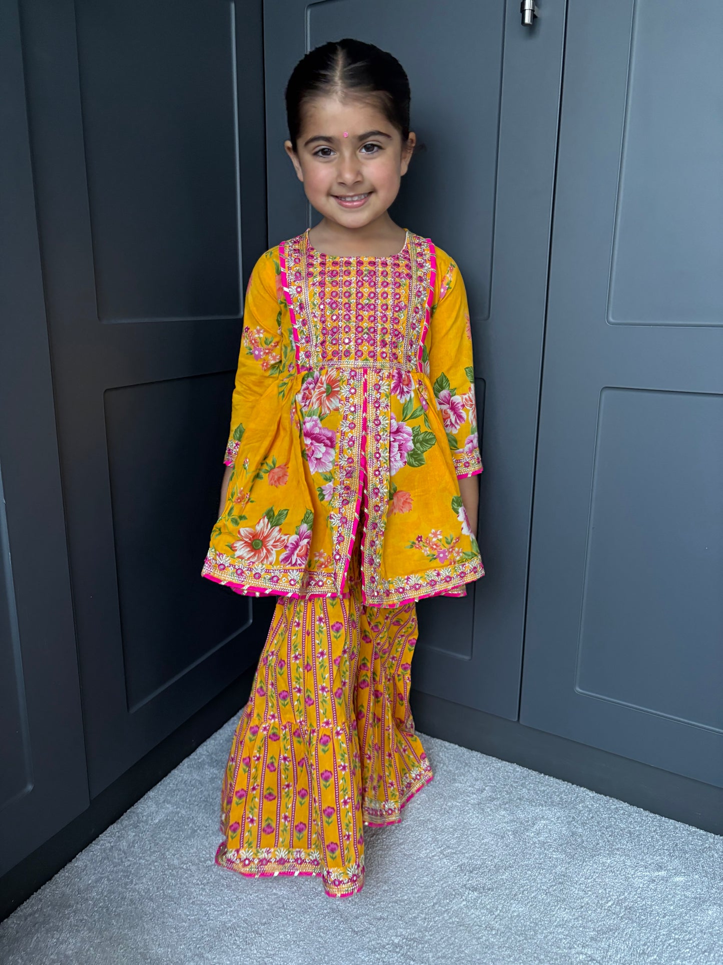 Yellow Mirror Work Sharara