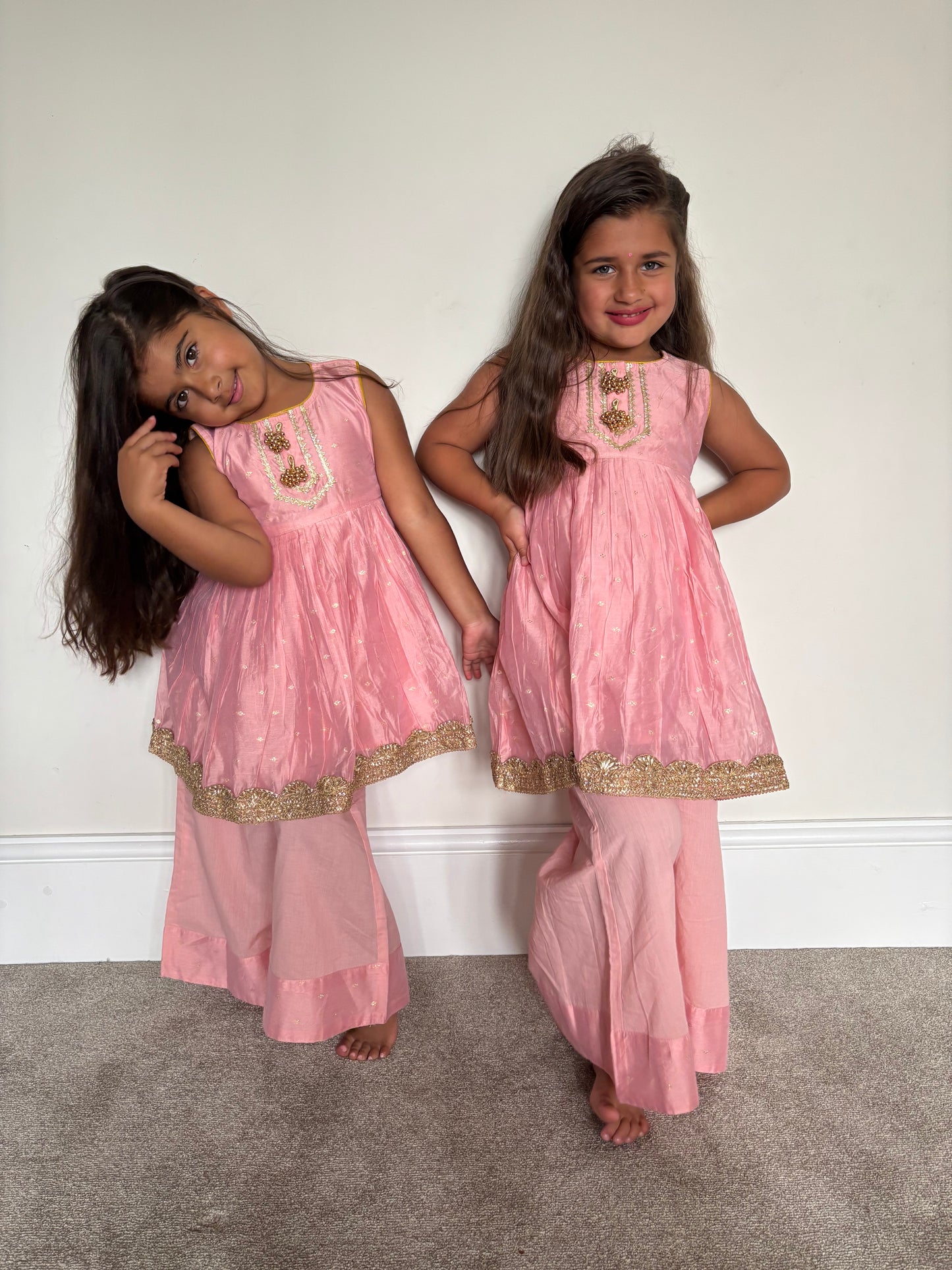 Baby Pink Frock Palazzo Suit