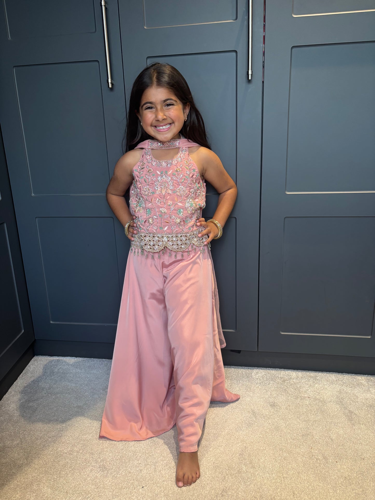 Blush Pink Embroidered Palazzo Suit