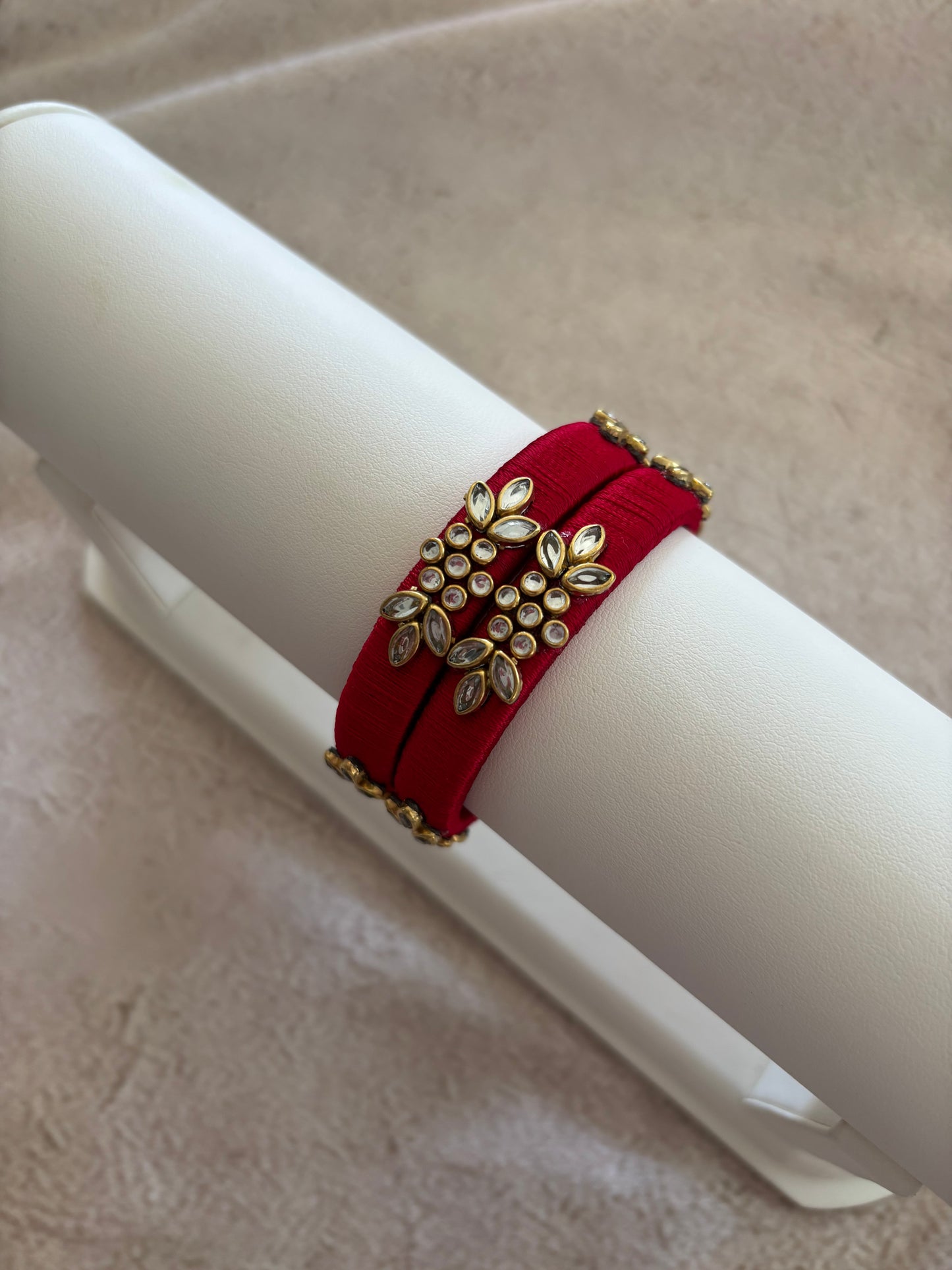 Deep Red Embellished Bangle