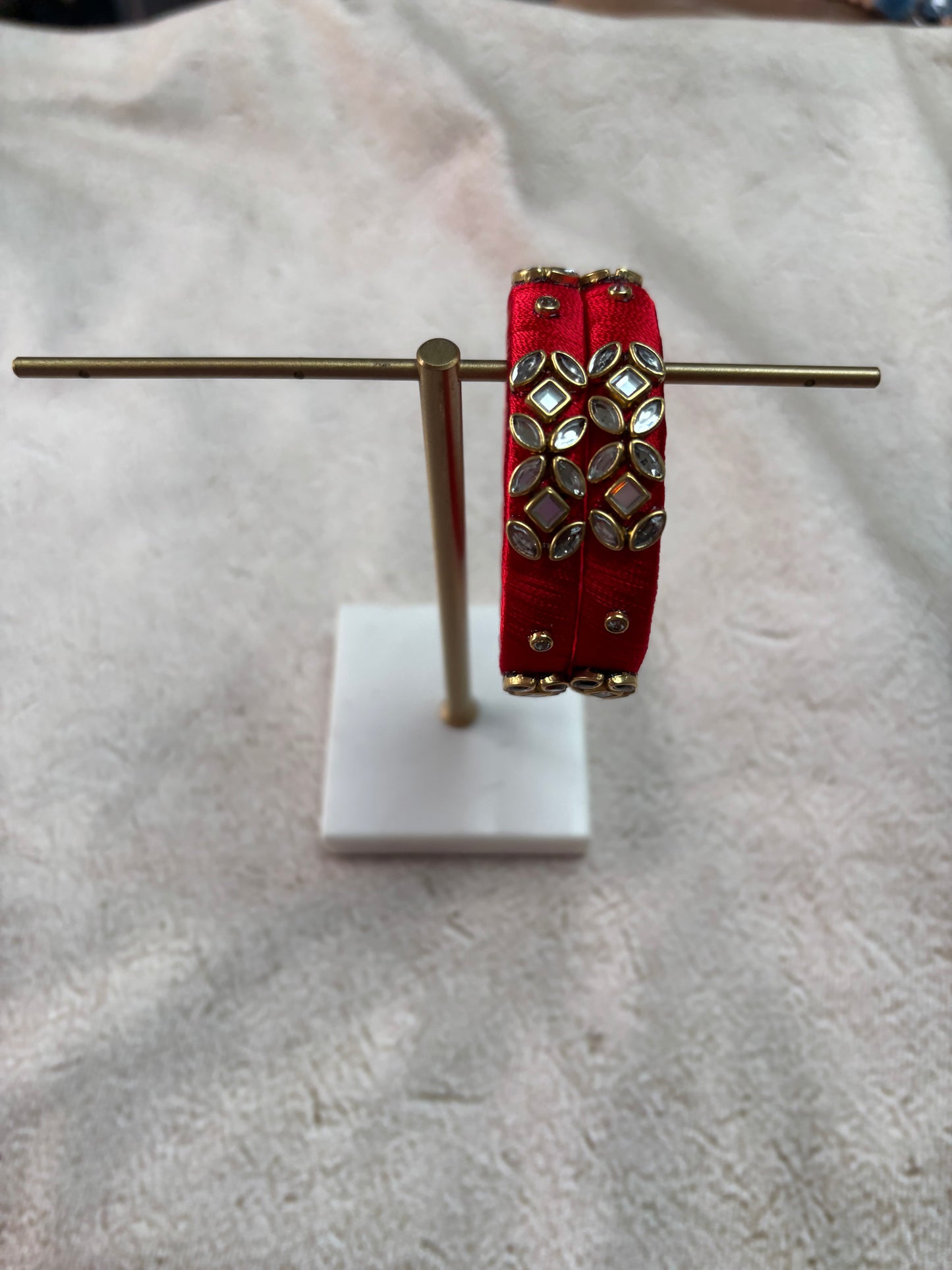Tomato Red Embellished Bangle