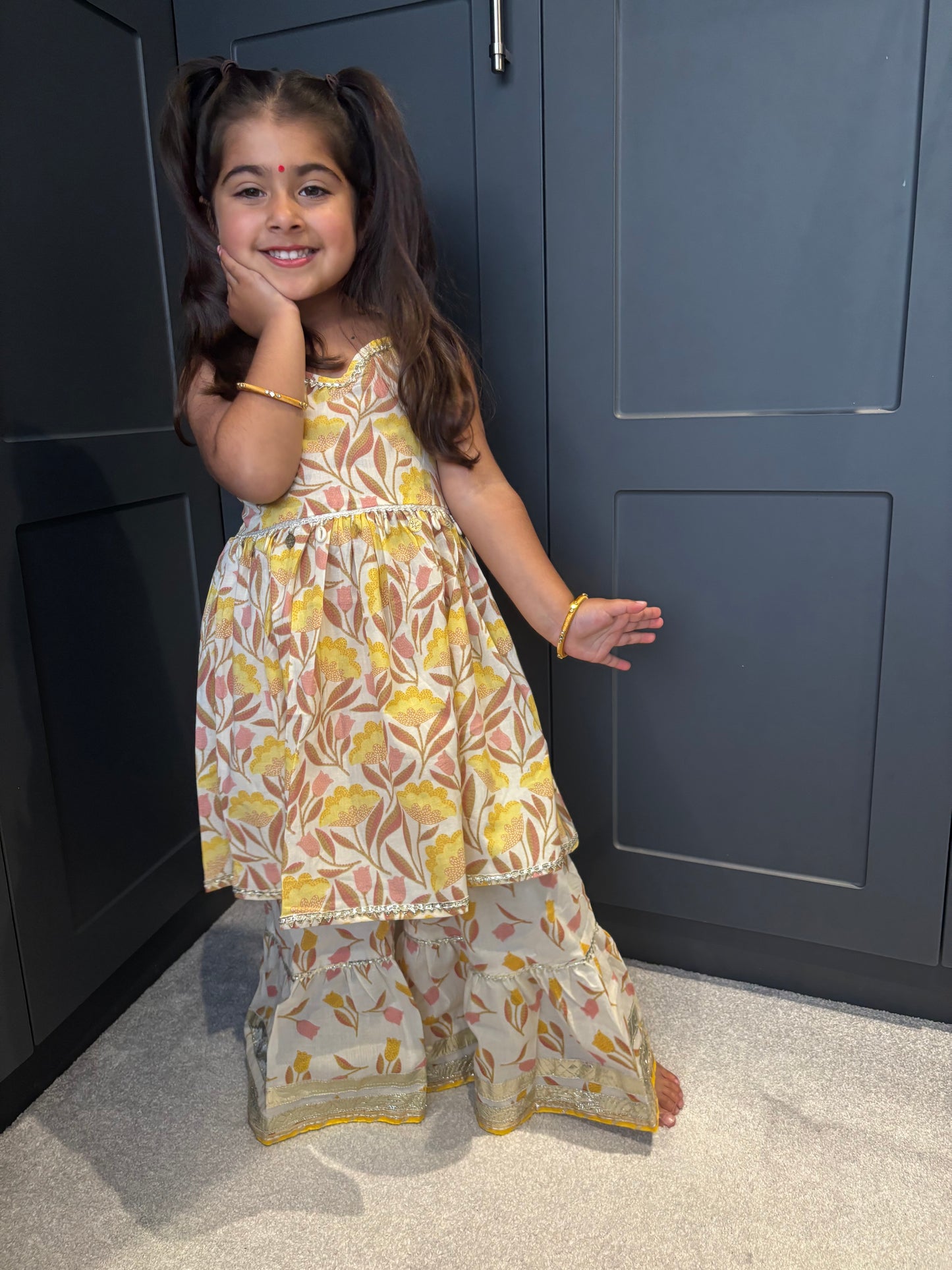 Yellow Shell Sharara Suit