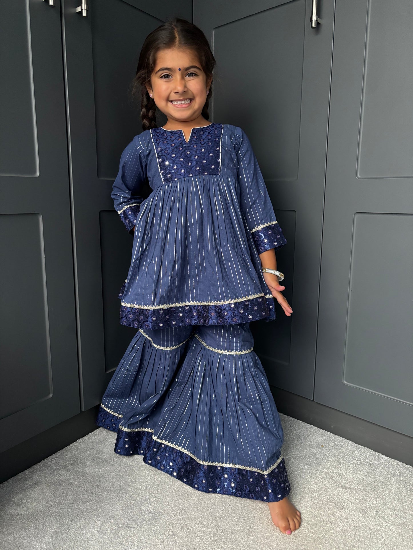 Royal Blue Frock Sharara Suit