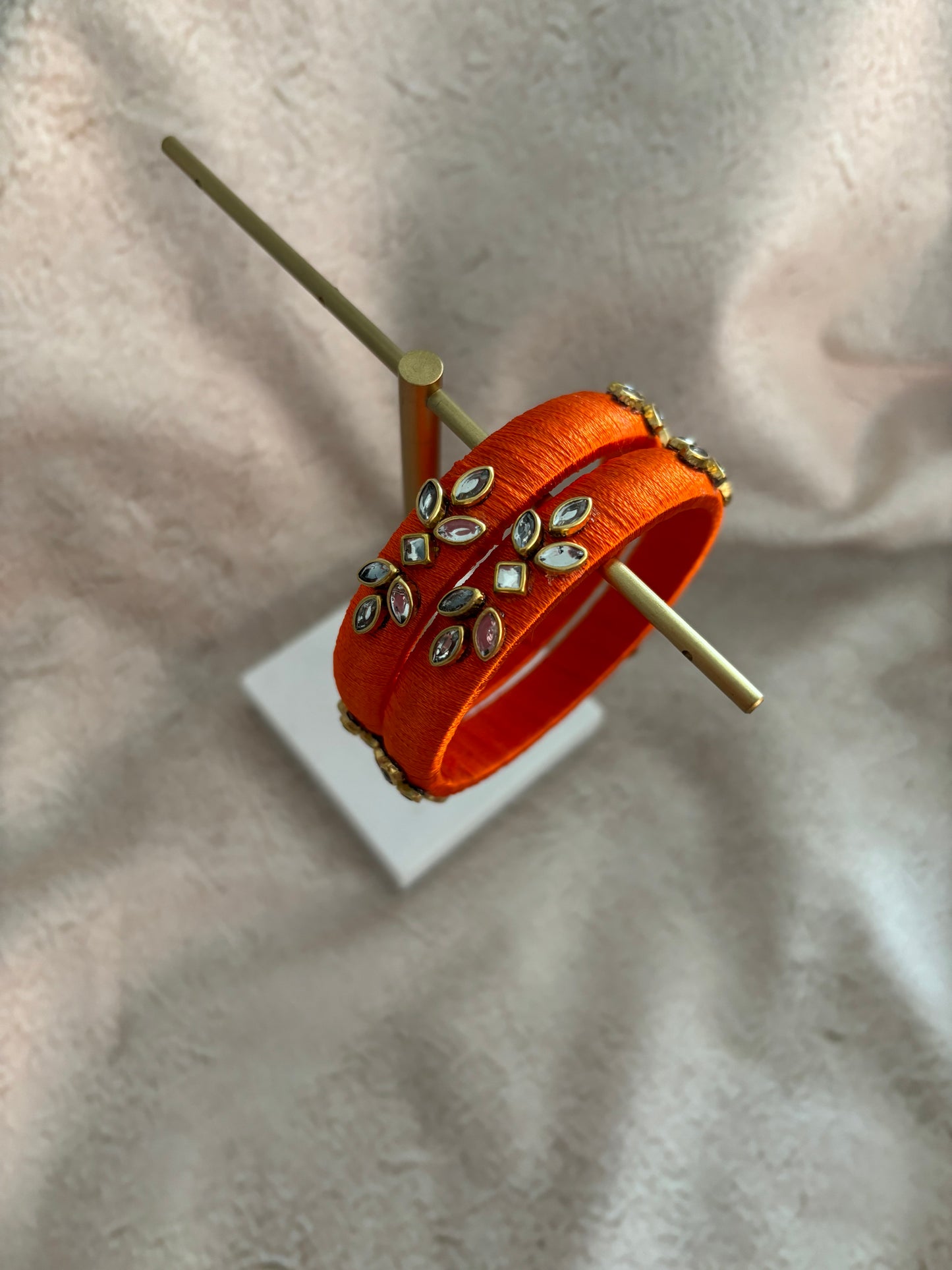 Orange Embellished Bangles