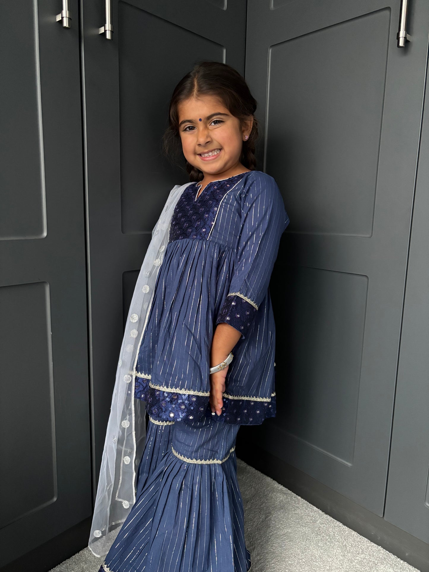Royal Blue Frock Sharara Suit