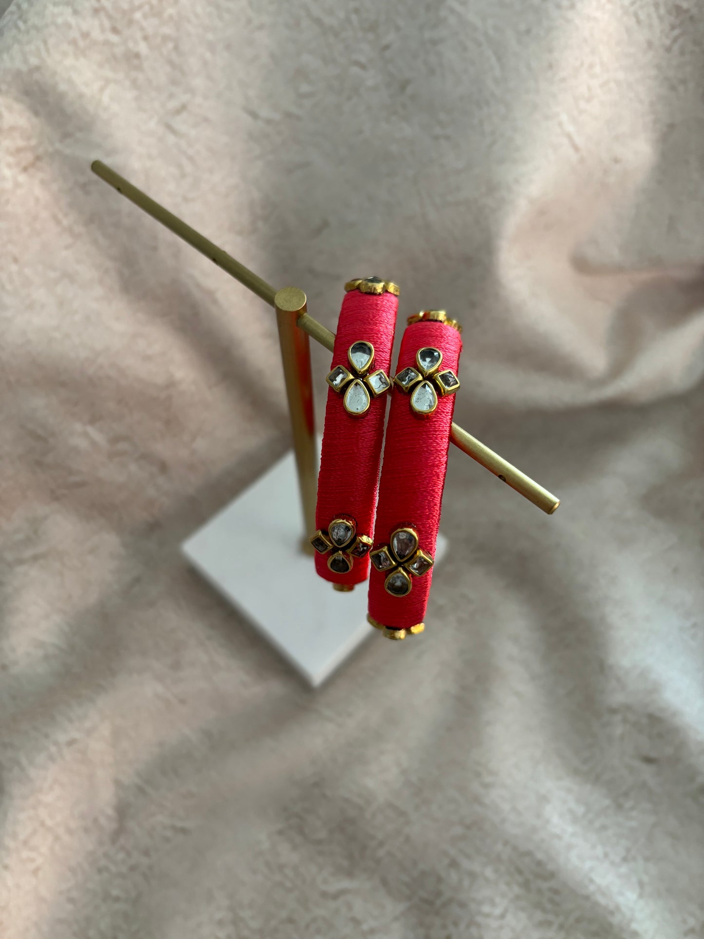 Coral Embellished Bangles