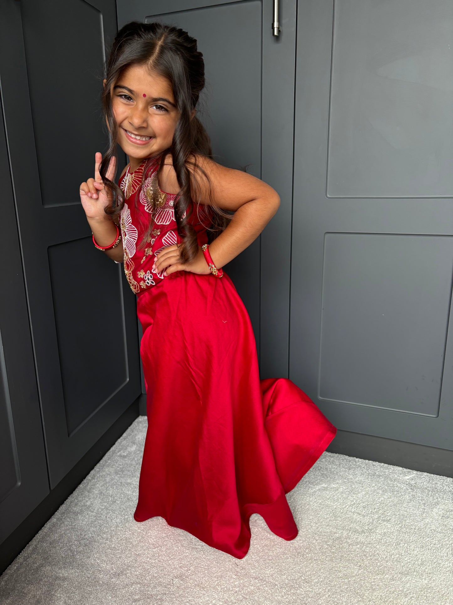 Red Silk Chanderi Palazzo