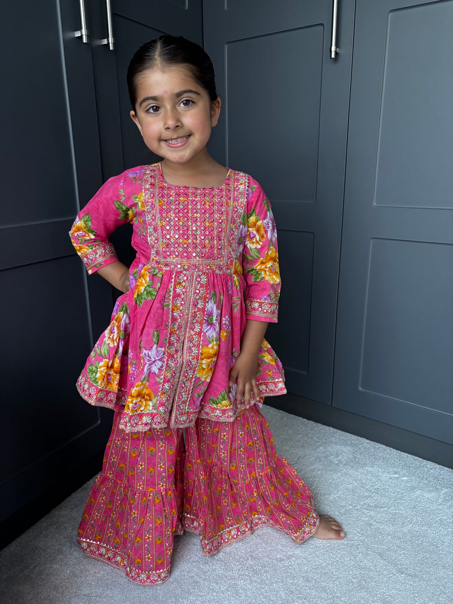 Pink Mirror Work Sharara
