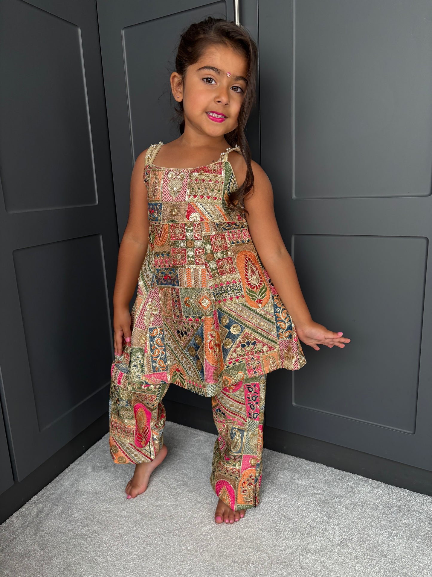 Pink & Gold Partywear Trouser Suit